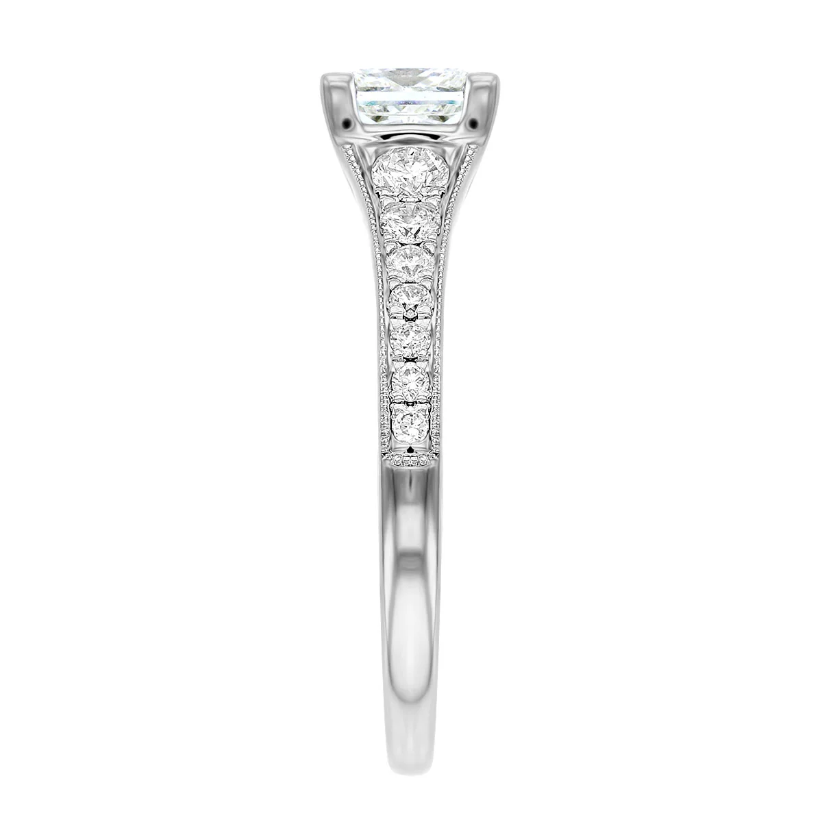 1.40ct Delphine Princess Cut Diamond Shoulder Set Engagement Ring | 18K White Gold - Image 4