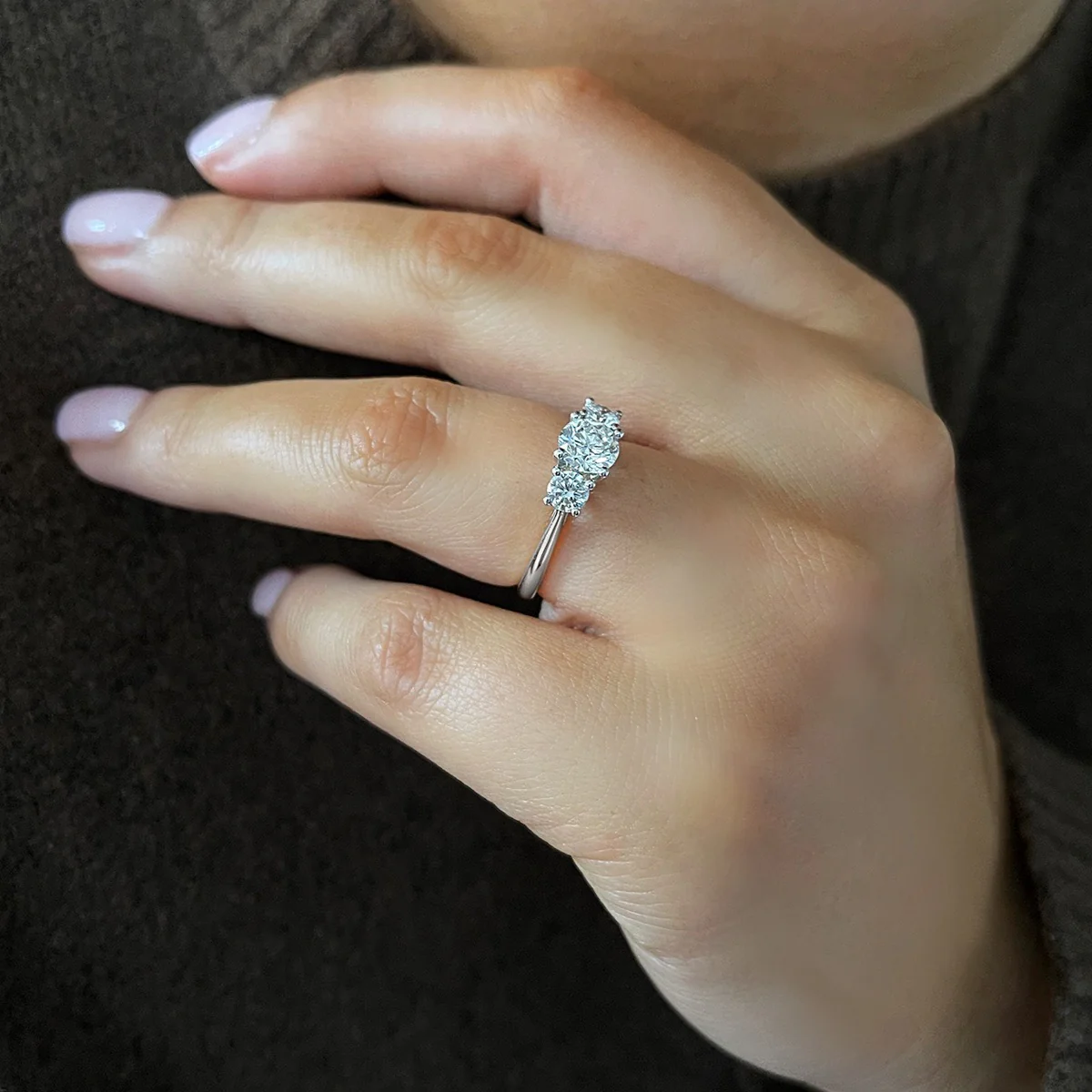 1.41ct Three Stone Diamond Engagement Ring  | 18K White Gold - Image 3