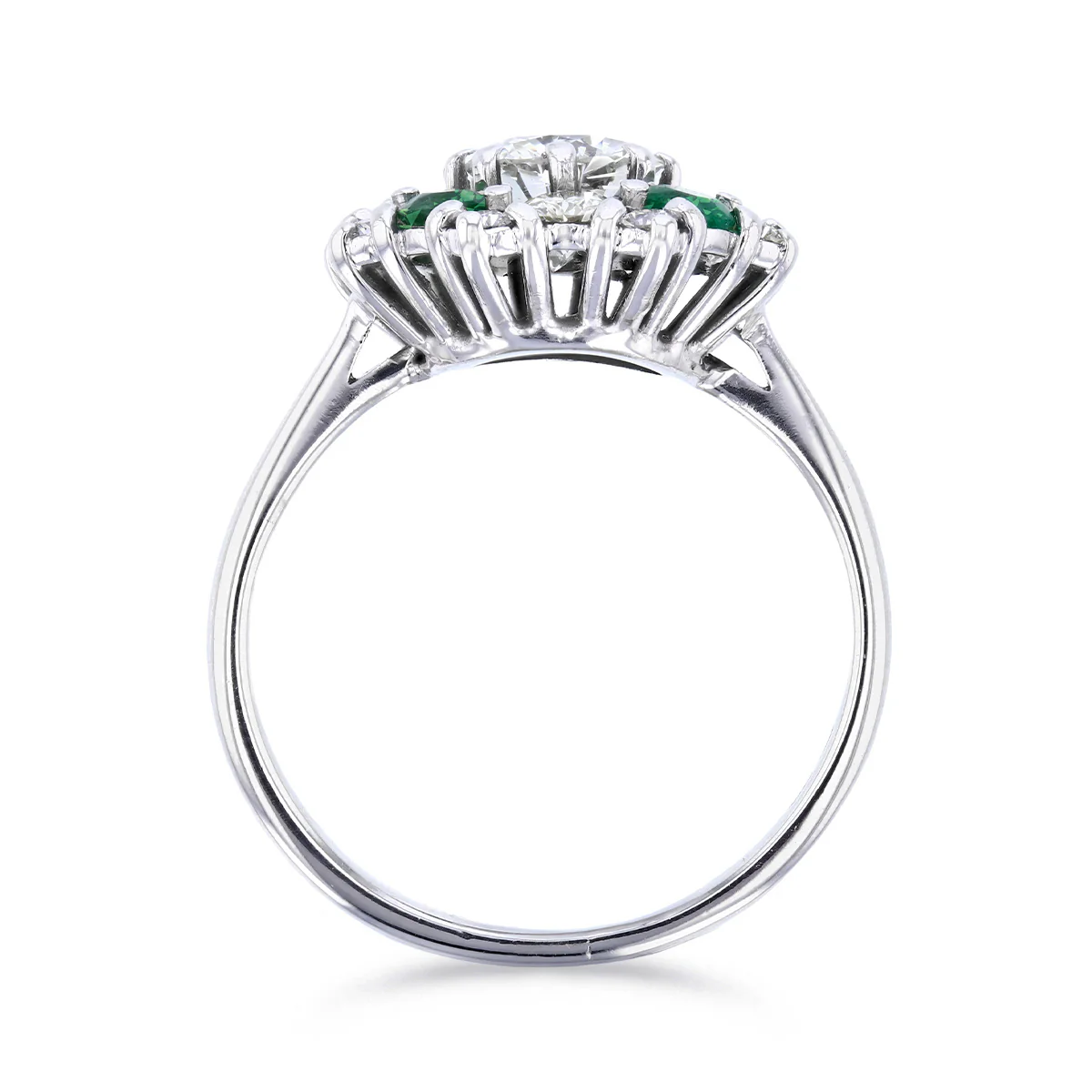 1.42ct Diamond and 0.40ct Emerald Cluster Ring | Pre-Loved | 18K White Gold - Image 5