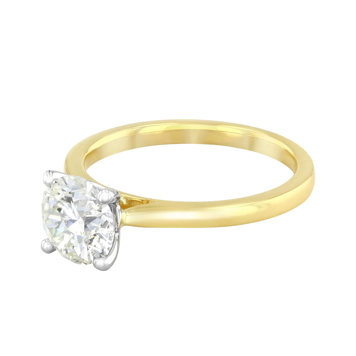 1.50ct Poppy Natural Brilliant Round Cut Diamond Engagement Ring | 18K Yellow Gold & Platinum - Image 3