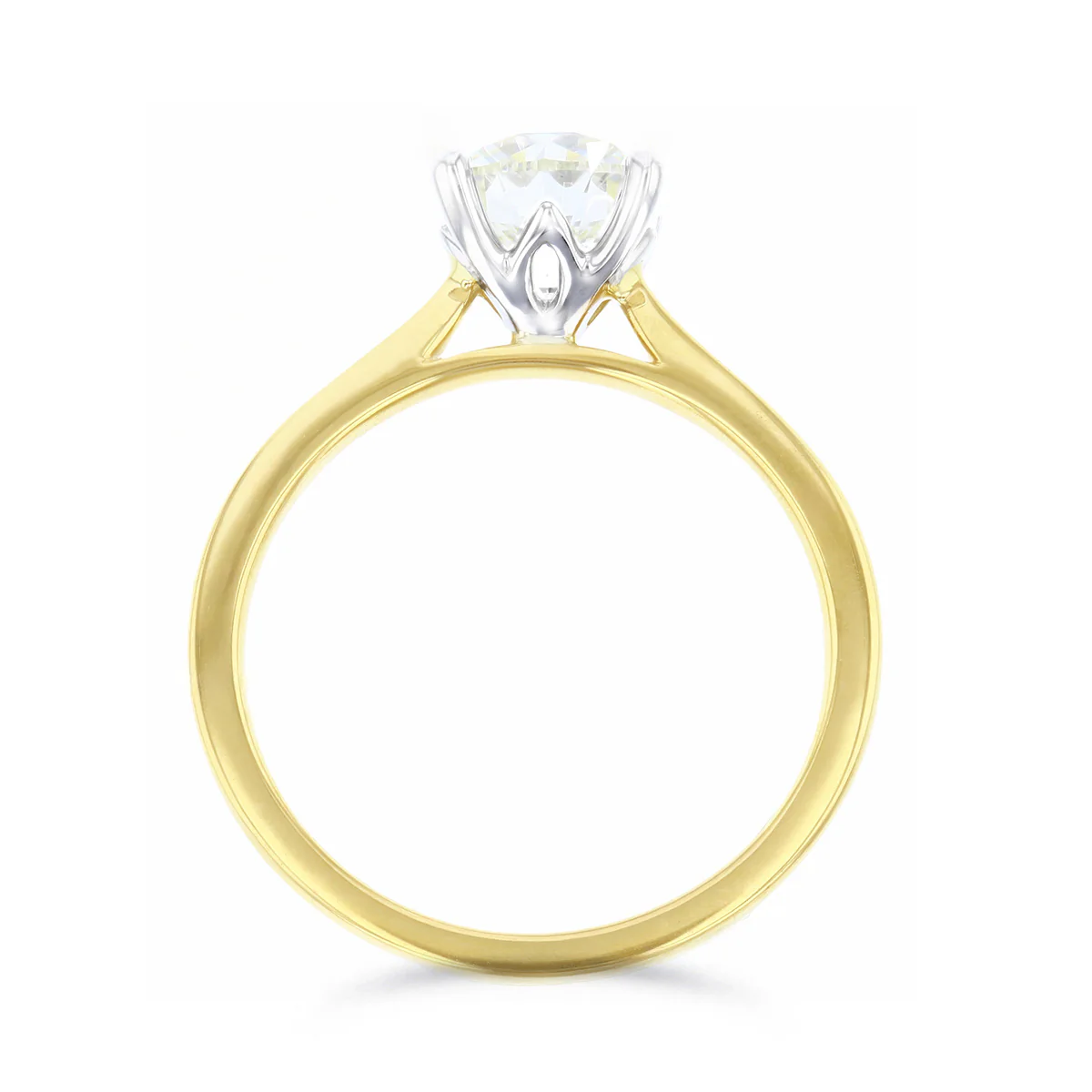 1.50ct Poppy Natural Brilliant Round Cut Diamond Engagement Ring | 18K Yellow Gold & Platinum - Image 5