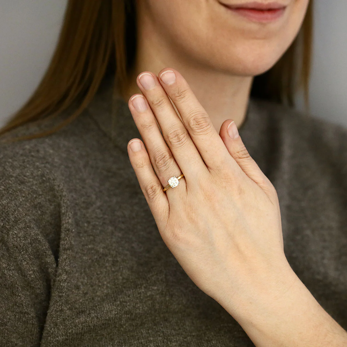 1.50ct Poppy Natural Brilliant Round Cut Diamond Engagement Ring | 18K Yellow Gold & Platinum - Image 6