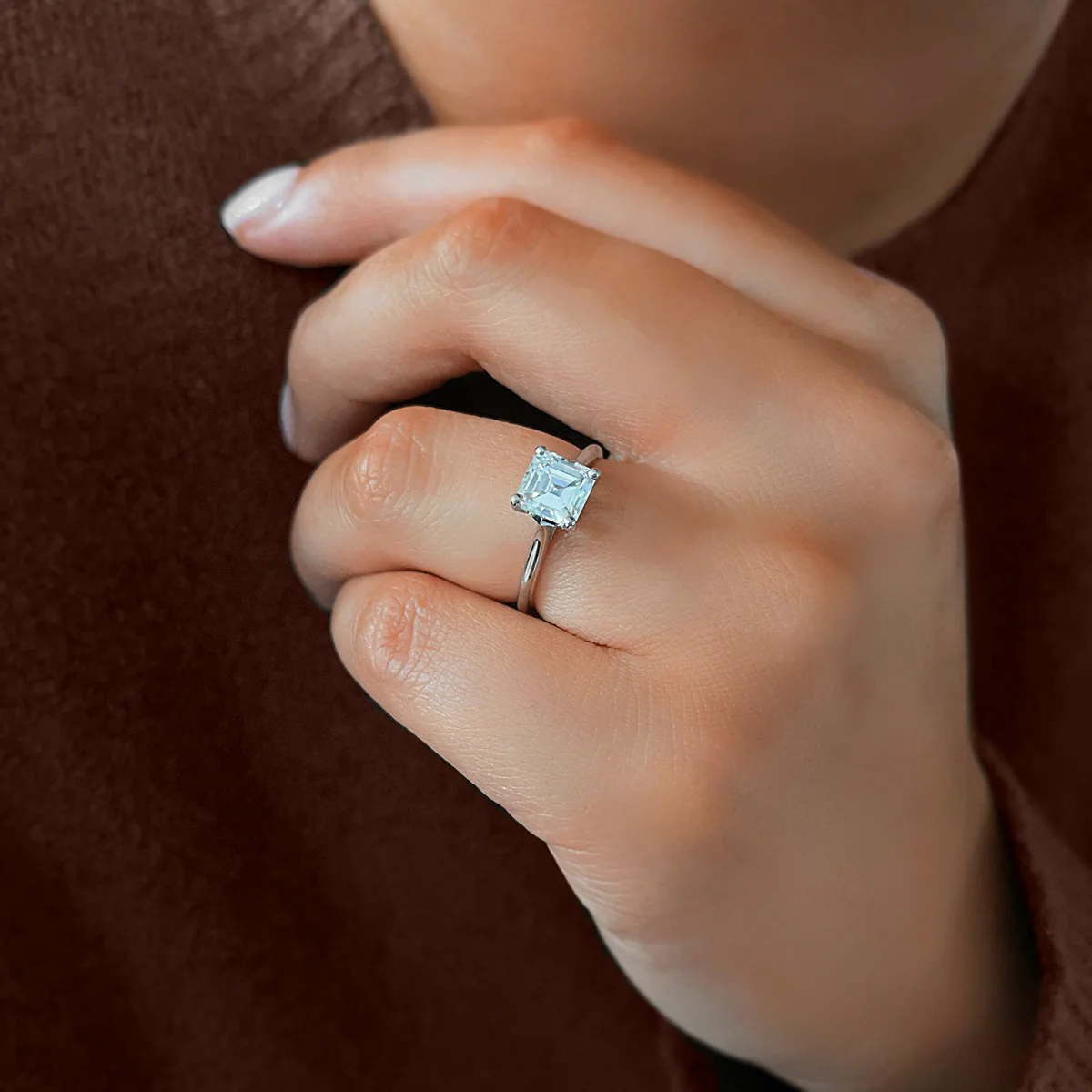 1.51ct  Clementine Asscher Cut Diamond Engagement Ring | F Colour |Platinum - Image 19