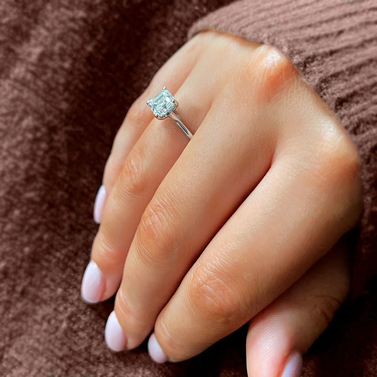 1.51ct  Clementine Asscher Cut Diamond Engagement Ring | F Colour |Platinum - Image 8