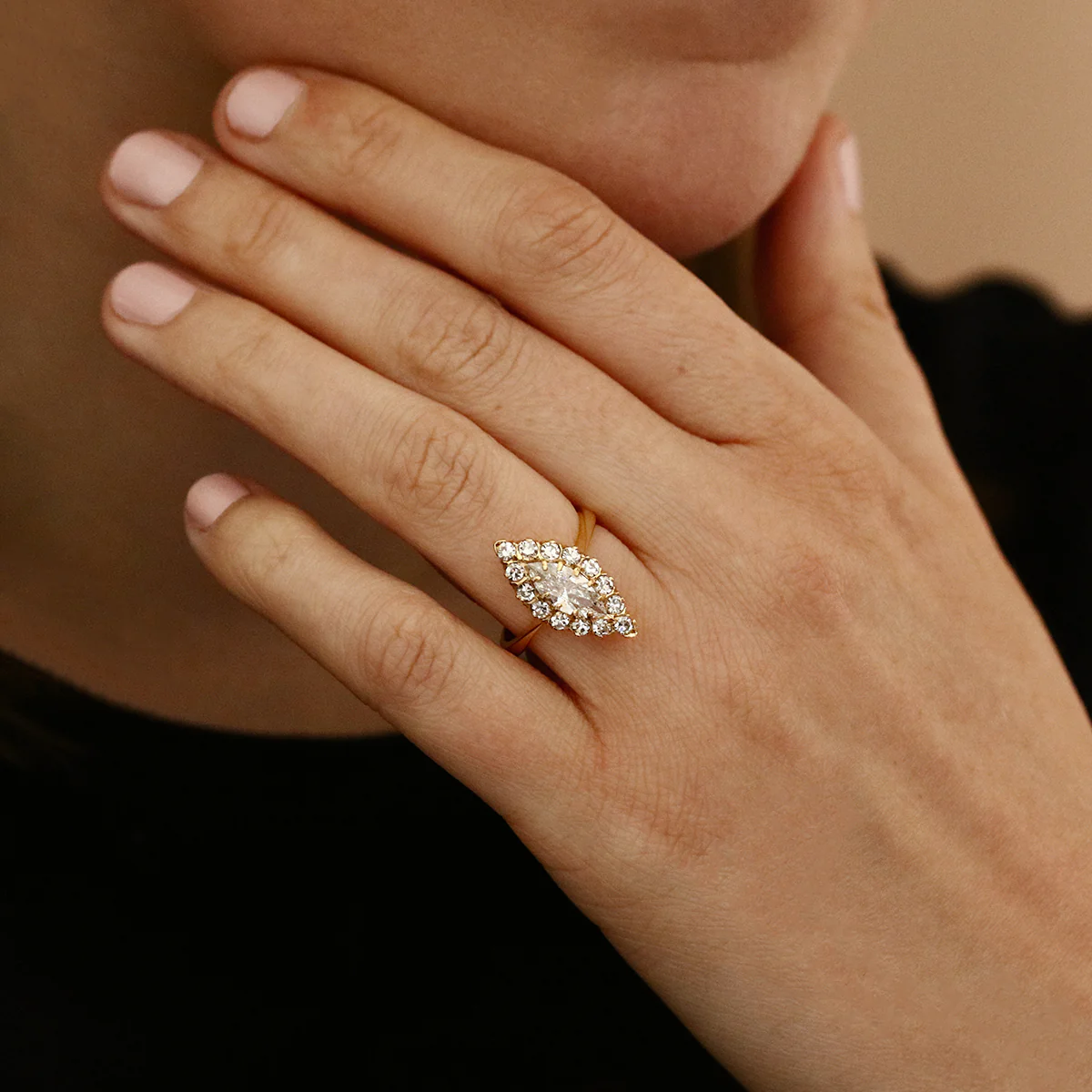 1.56ct Marquise Cluster Ring | Pre-Loved | 18K Yellow Gold - Image 8