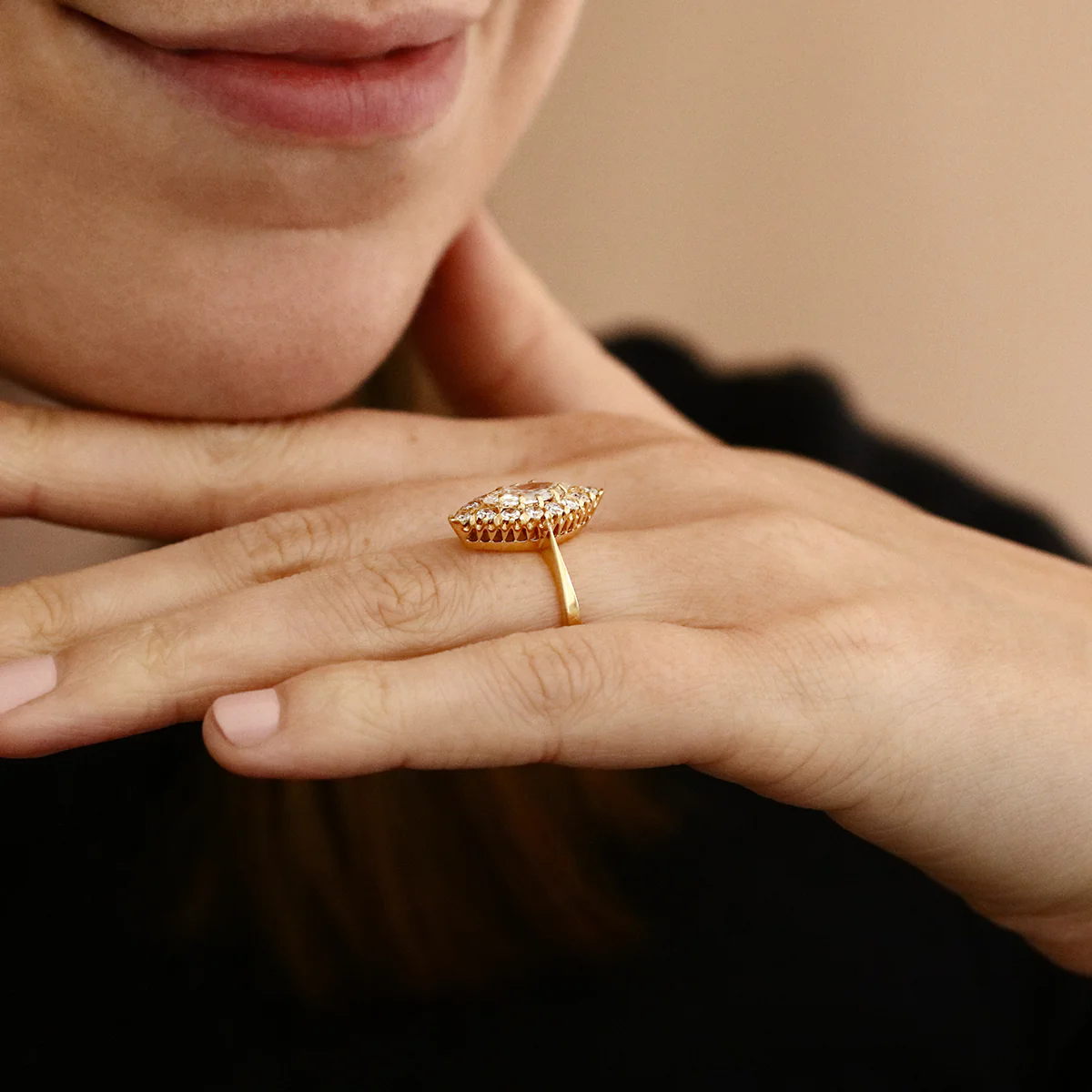 1.56ct Marquise Cluster Ring | Pre-Loved | 18K Yellow Gold - Image 9