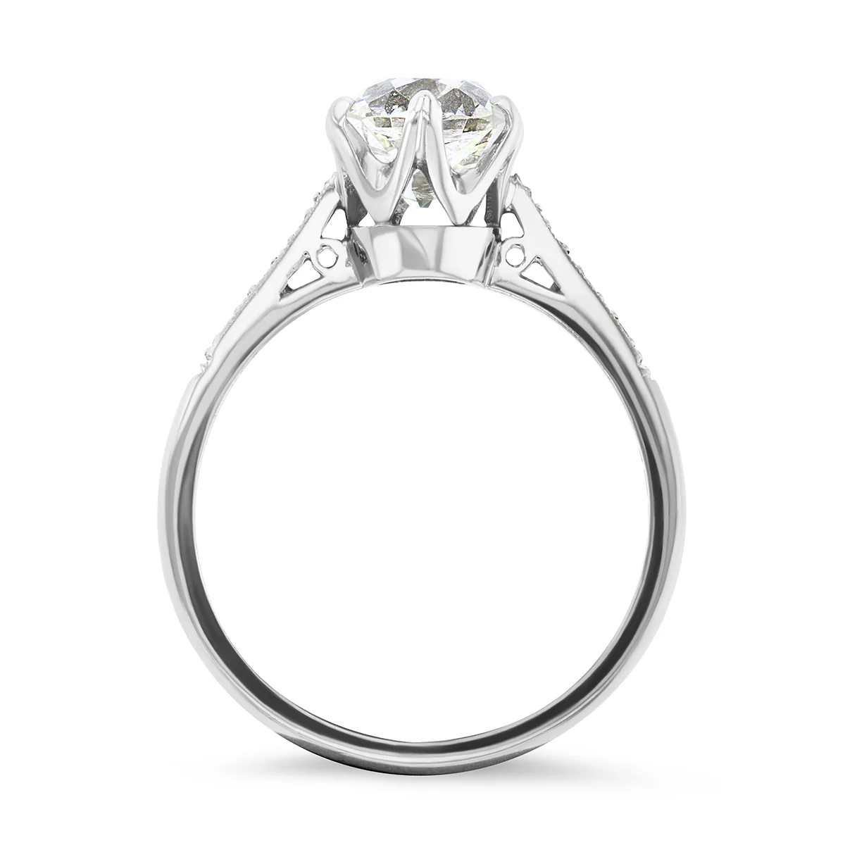 1.63ct Florrie Old Cushion Cut Diamond with Milgrain Shoulders | Pre-Loved | 18K White Gold - Image 3