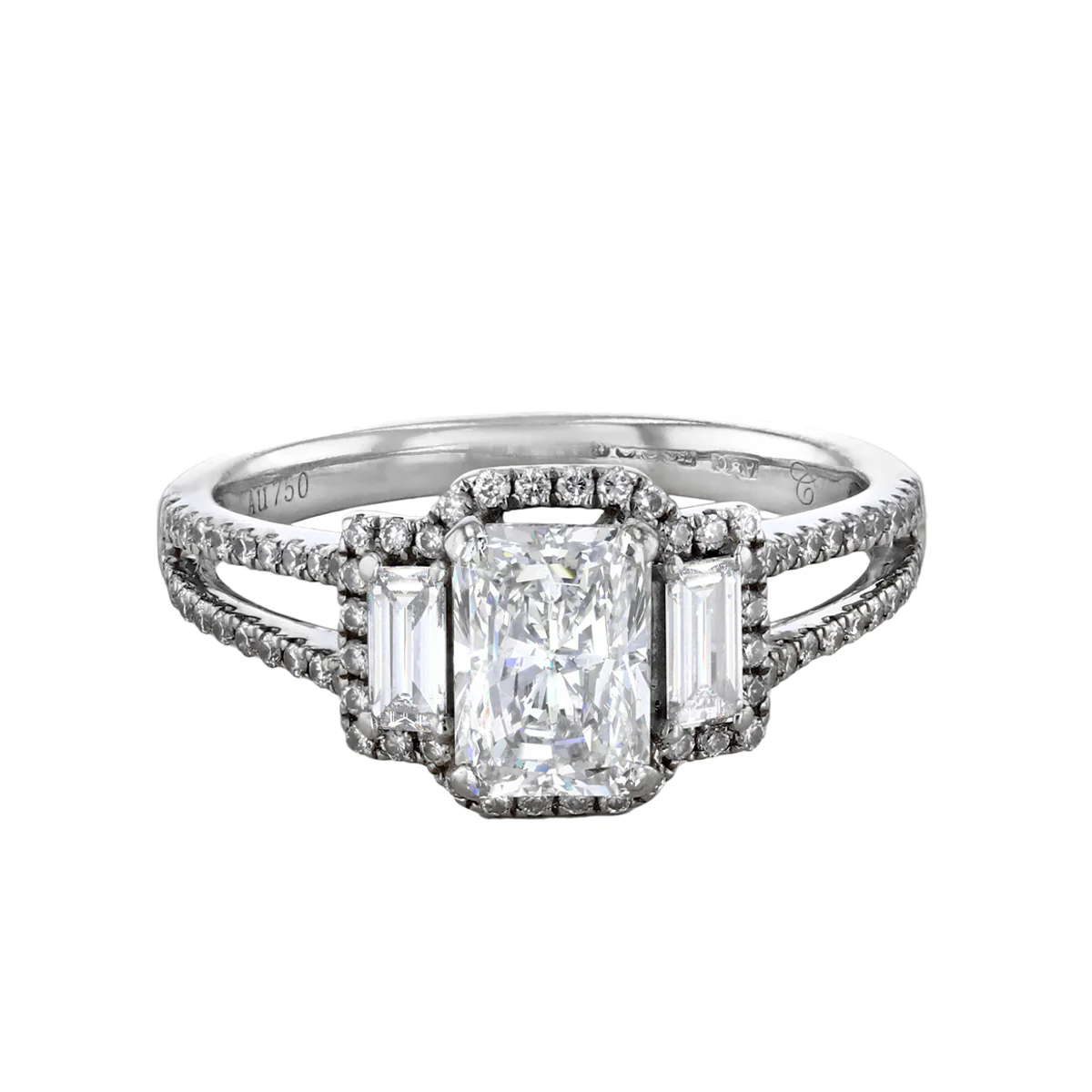 1.65ct Radiant Triple Halo Ring | Pre-Loved | 18K White Gold - Image 2