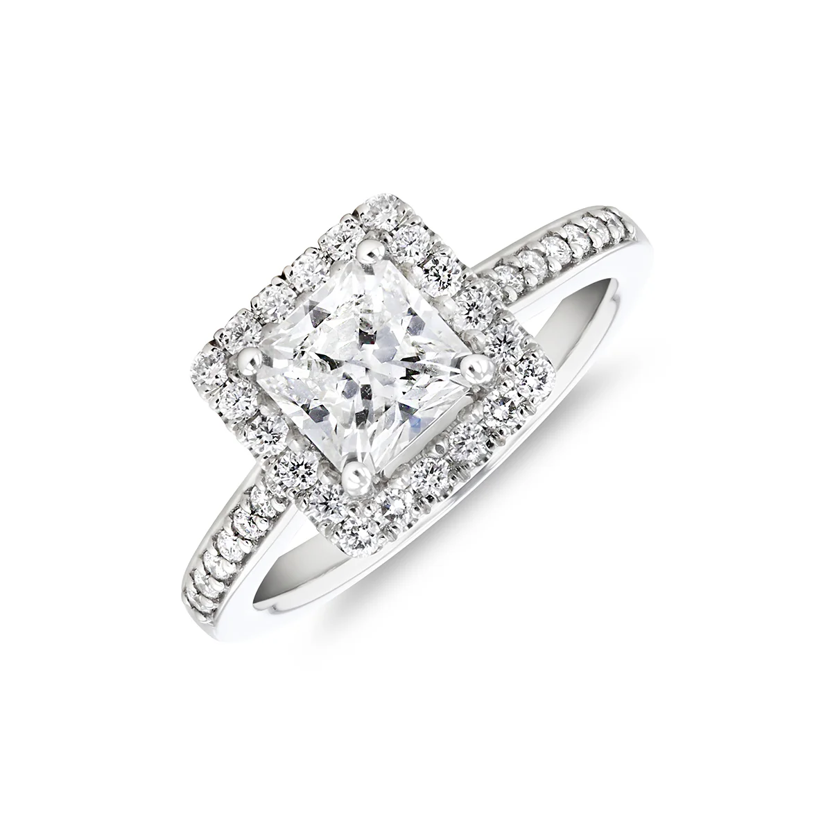 1.80ct Princess Cut Diamond Halo | Pre-Loved | Platinum