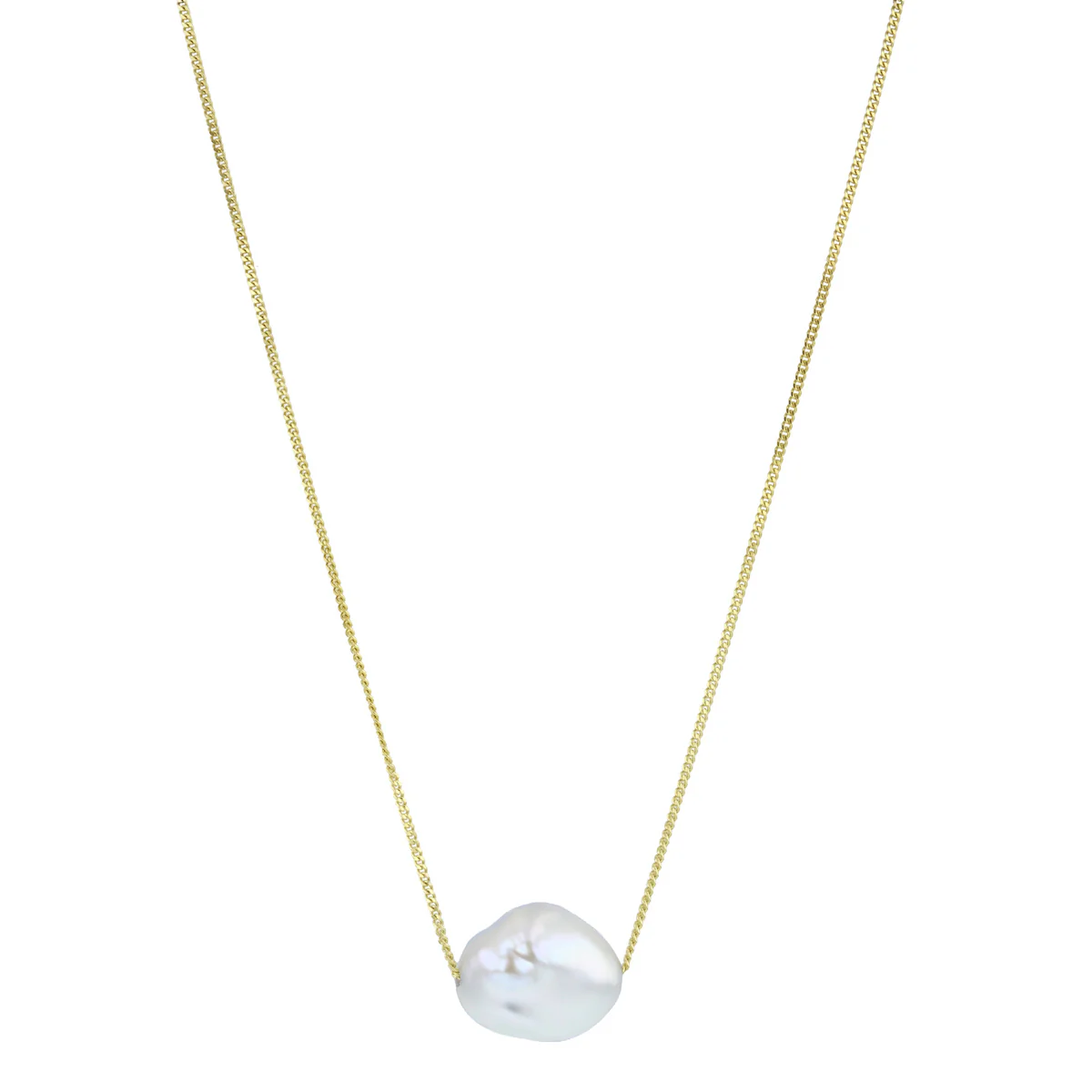 Soleil Collection 10-11mm White Keshi Cultured Freshwater Pearl Pendant | 9K White Gold