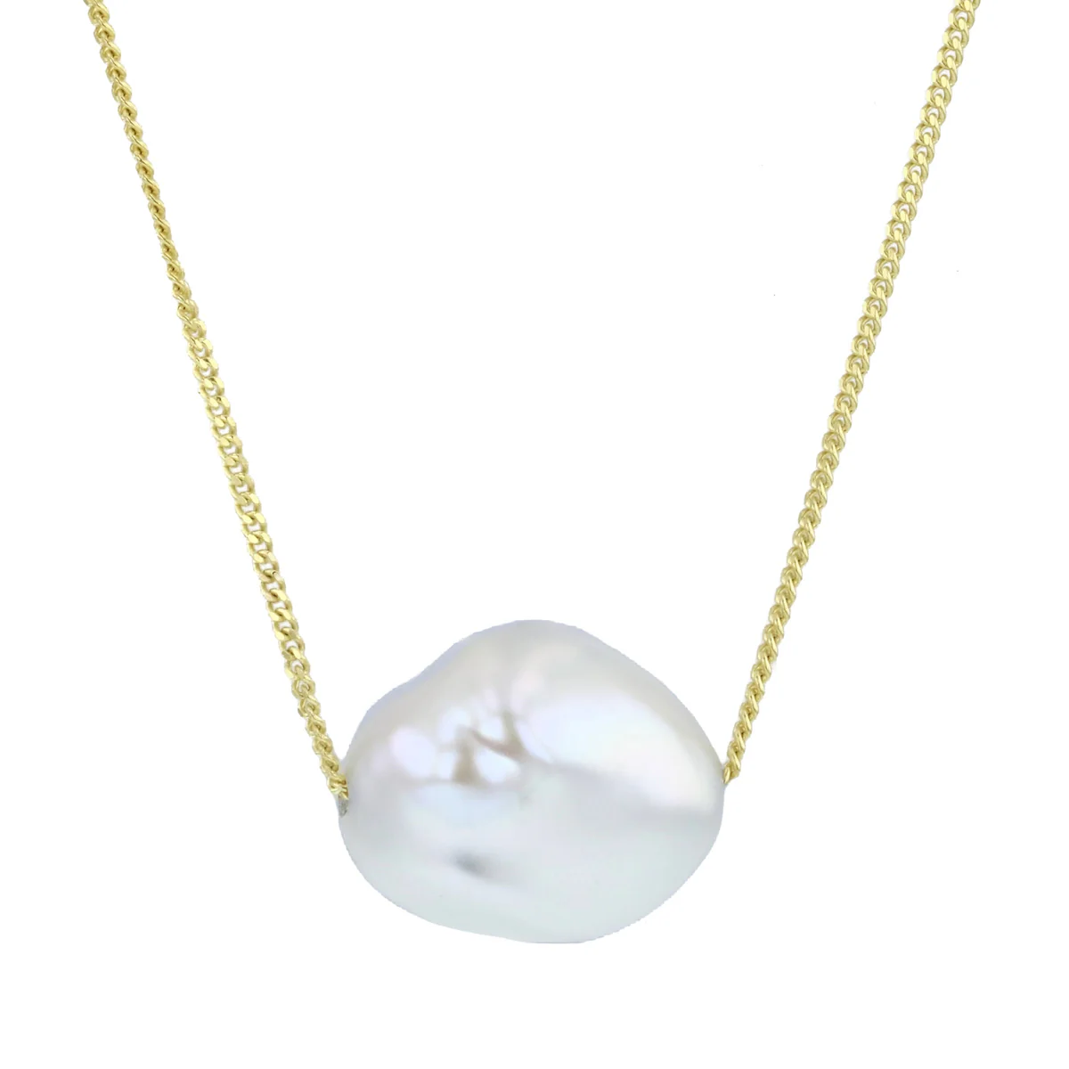Soleil Collection 10-11mm White Keshi Cultured Freshwater Pearl Pendant | 9K White Gold - Image 2