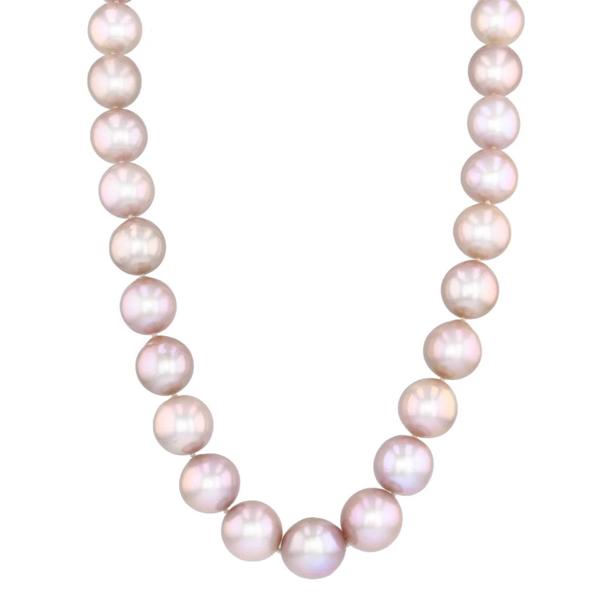 13-15mm Pink Cultured Pearl &  Ball Clasp Necklace | 9K White Gold