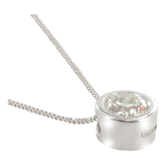 18ct White Gold Diamond Rubover Set Solitaire Pendant - Image 2