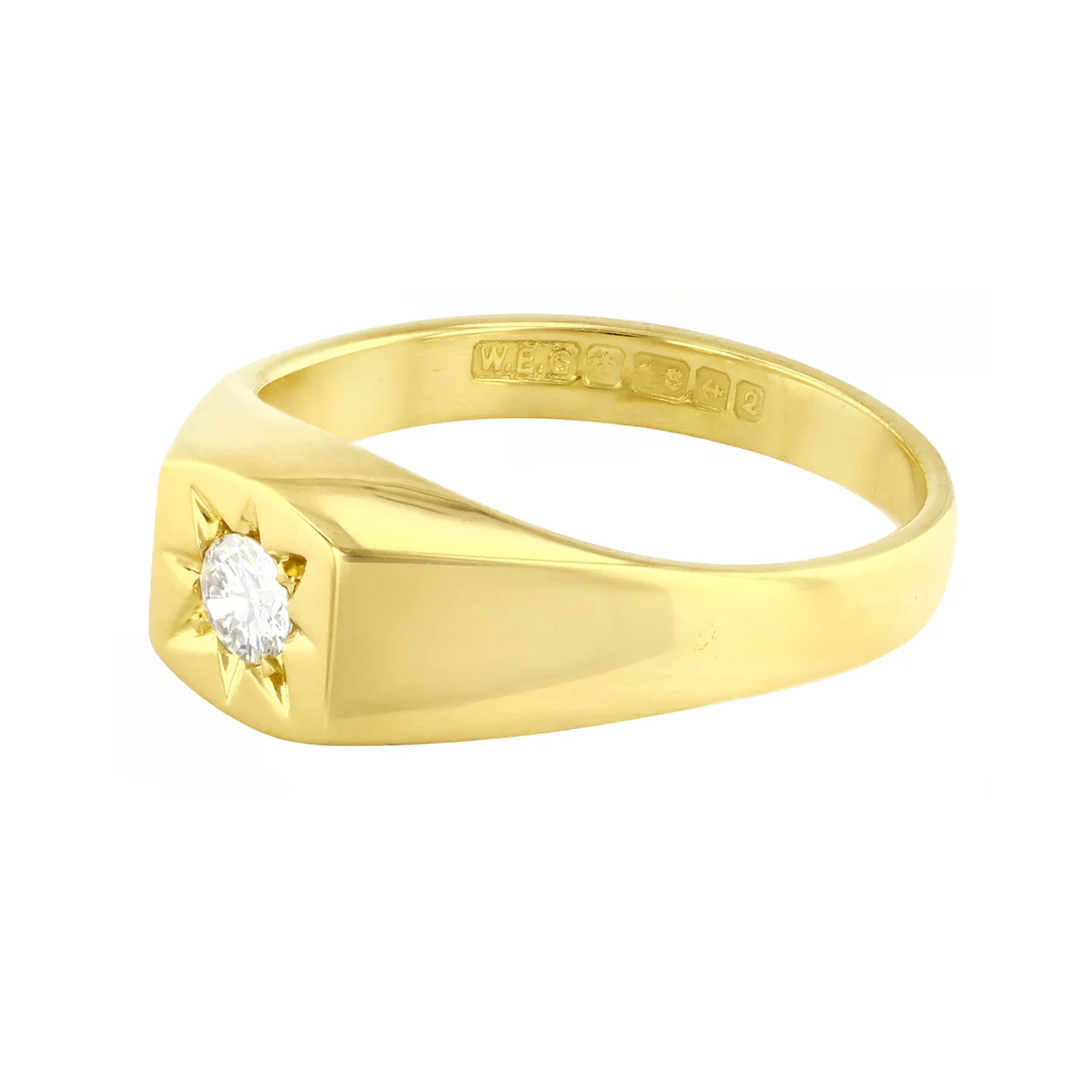 1965 0.18ct Diamond Signet Ring | Pre-Loved | 18K Yellow Gold - Image 3