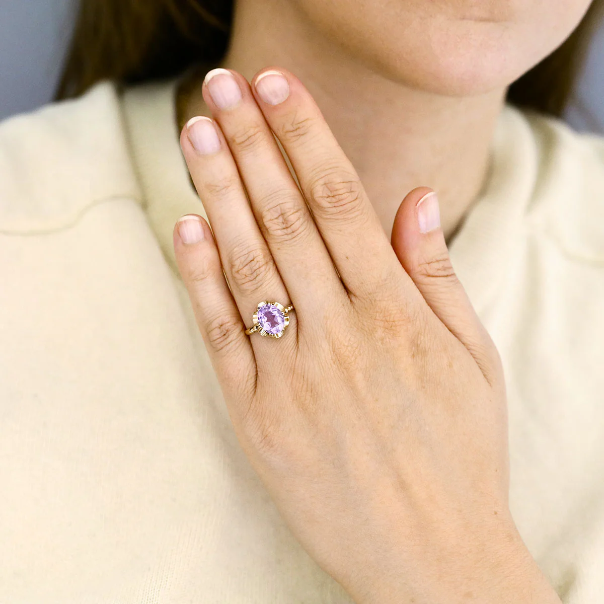 1972 Vintage Amethyst Fluted Dress Ring | Pre-Loved | 9K Yellow Gold - Image 6
