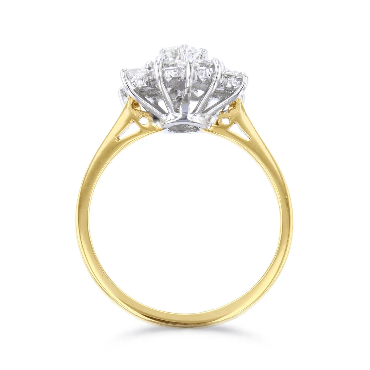 1986 Late Twentieth Century 1.24ct Brilliant Cut Diamond Cluster Ring | Pre-Loved | 18K Yellow Gold - Image 5