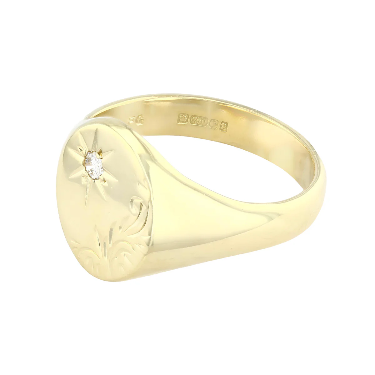 1989 Vintage Embossed Signet Ring | Pre-Loved | 18K Yellow Gold - Image 3