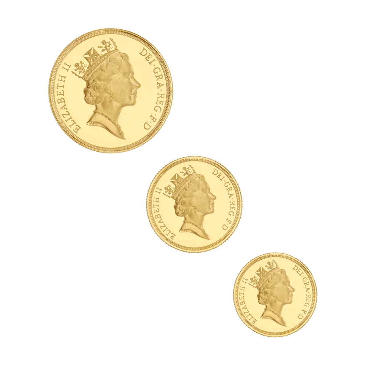 1990 Gold Proof Sovereign Three Coin Set | Pre-Loved | 22K Yellow Gold