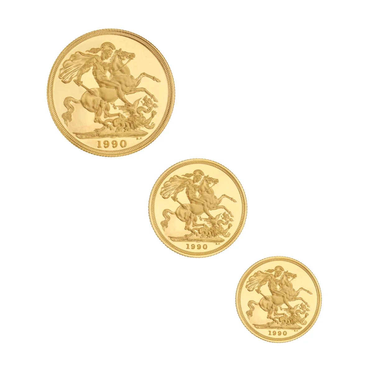 1990 Gold Proof Sovereign Three Coin Set | Pre-Loved | 22K Yellow Gold - Image 2