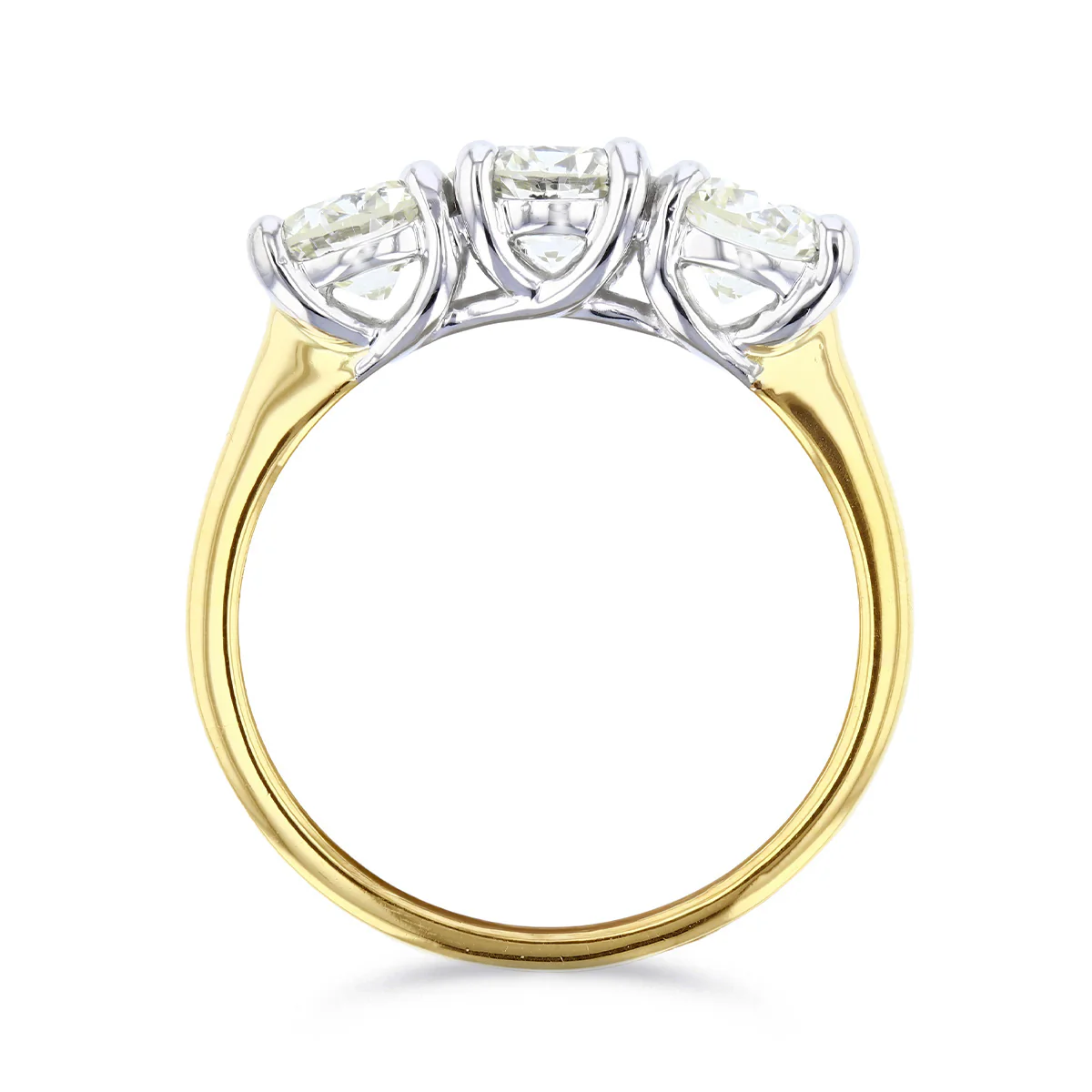 2.02ct Round Brilliant Cut Diamond Trilogy Ring | Pre-Loved | 18K Yellow Gold & Platinum - Image 5