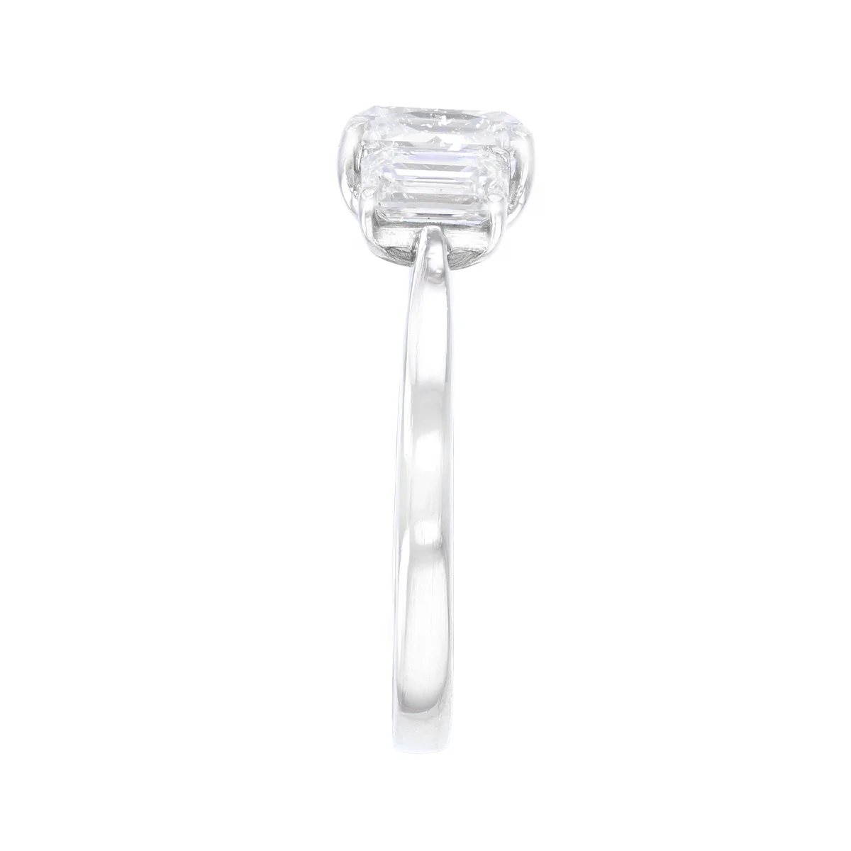 2.14ct Radiant and Emerald Three Stone Diamond Engagement Ring | Pre-Loved | Platinum - Image 4