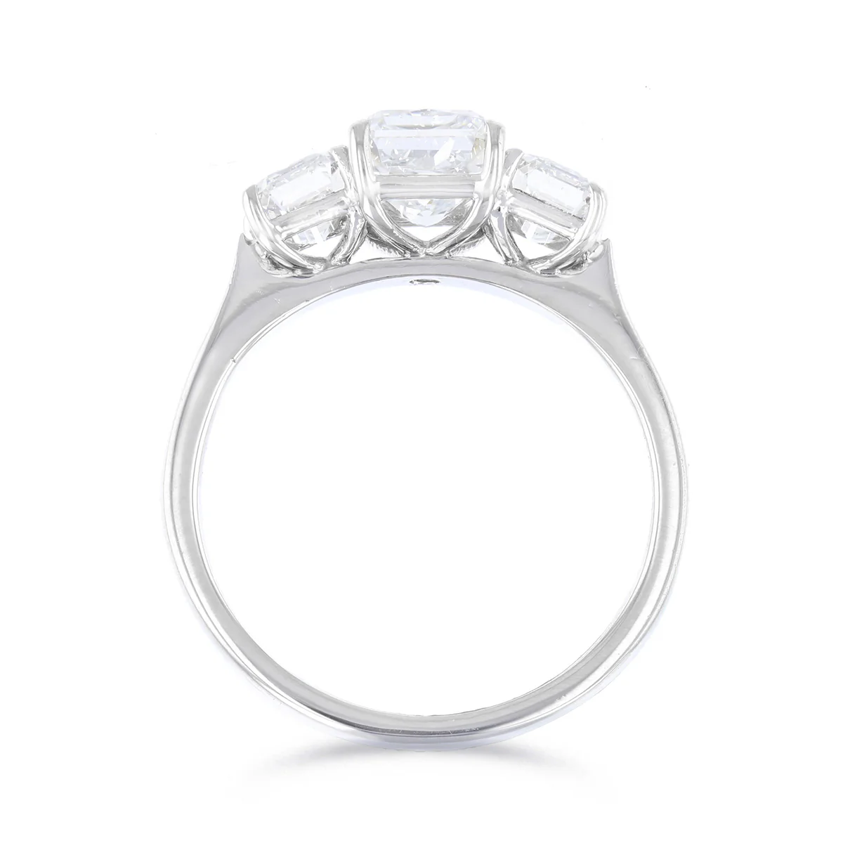 2.14ct Radiant and Emerald Three Stone Diamond Engagement Ring | Pre-Loved | Platinum - Image 5