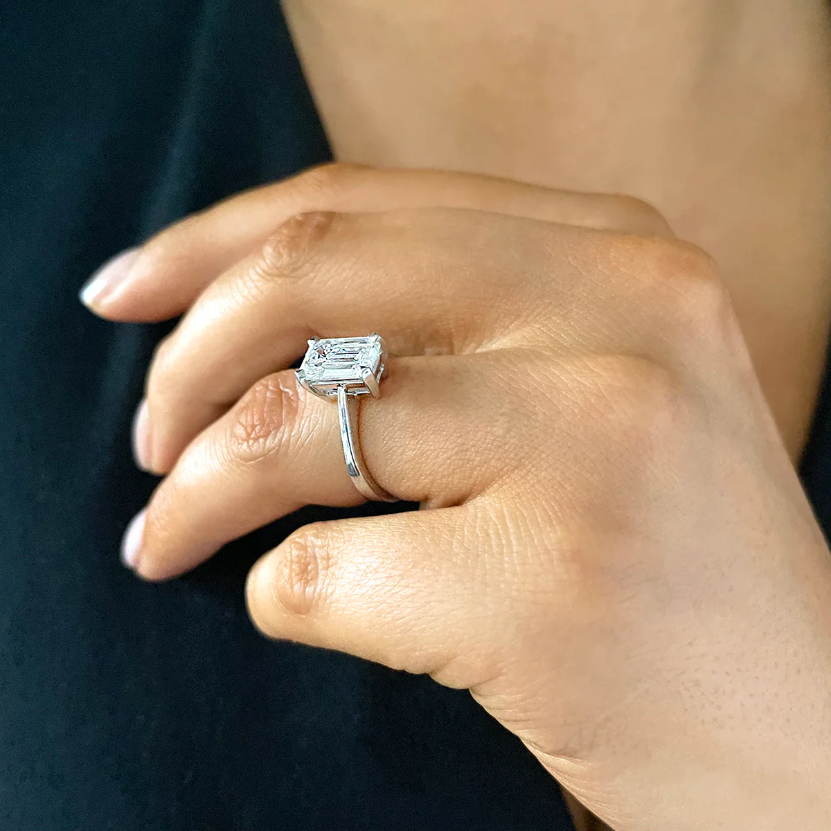 2.41ct Eden Emerald Cut Diamond Engagement Ring | D Colour | Pre-Loved | Platinum - Image 9