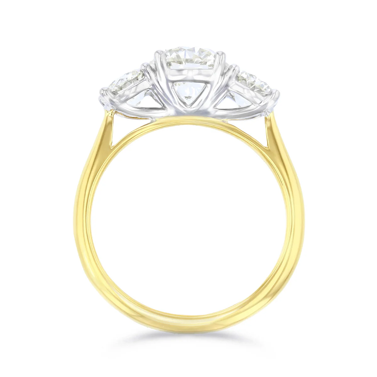 2.50ct Brilliant Cut Three Stone Engagement Ring | 18K Yellow Gold & Platinum - Image 5