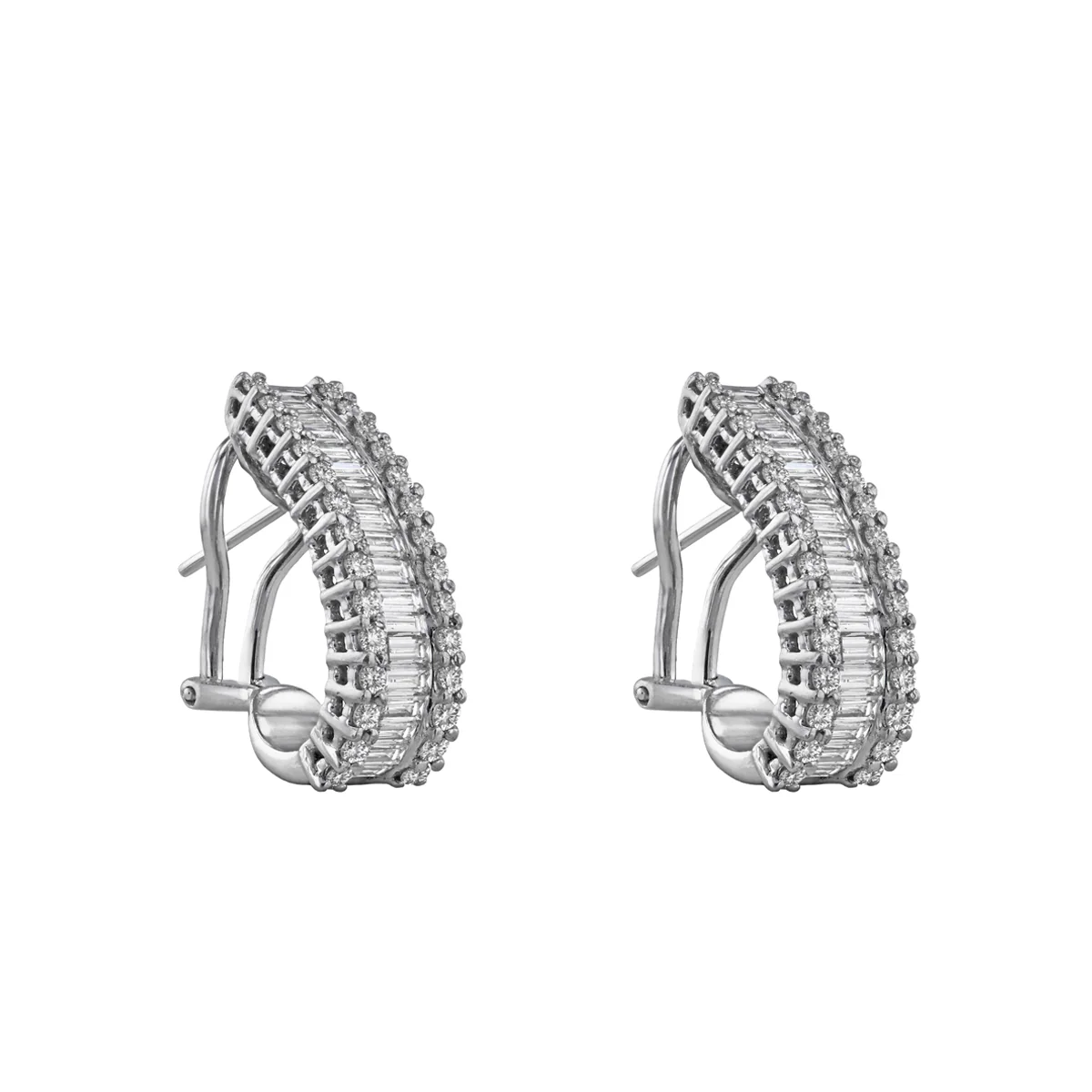 2.54ct Mixed Cut Diamond Half Hoop Earrings | Pre-Loved | 18K White Gold - Image 3