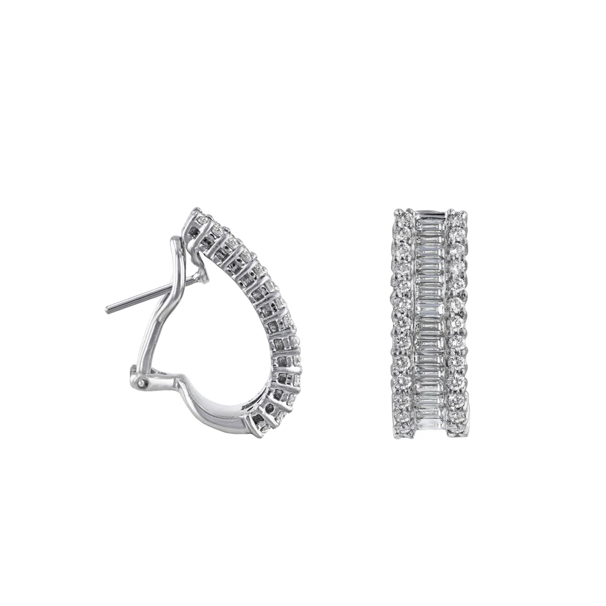 2.54ct Mixed Cut Diamond Half Hoop Earrings | Pre-Loved | 18K White Gold - Image 4