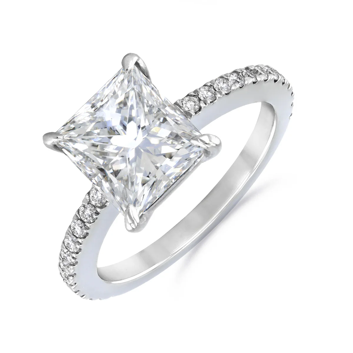 2.68ct Princess Cut Diamond Solitaire Engagement Ring | Pre-Loved | 18K White Gold
