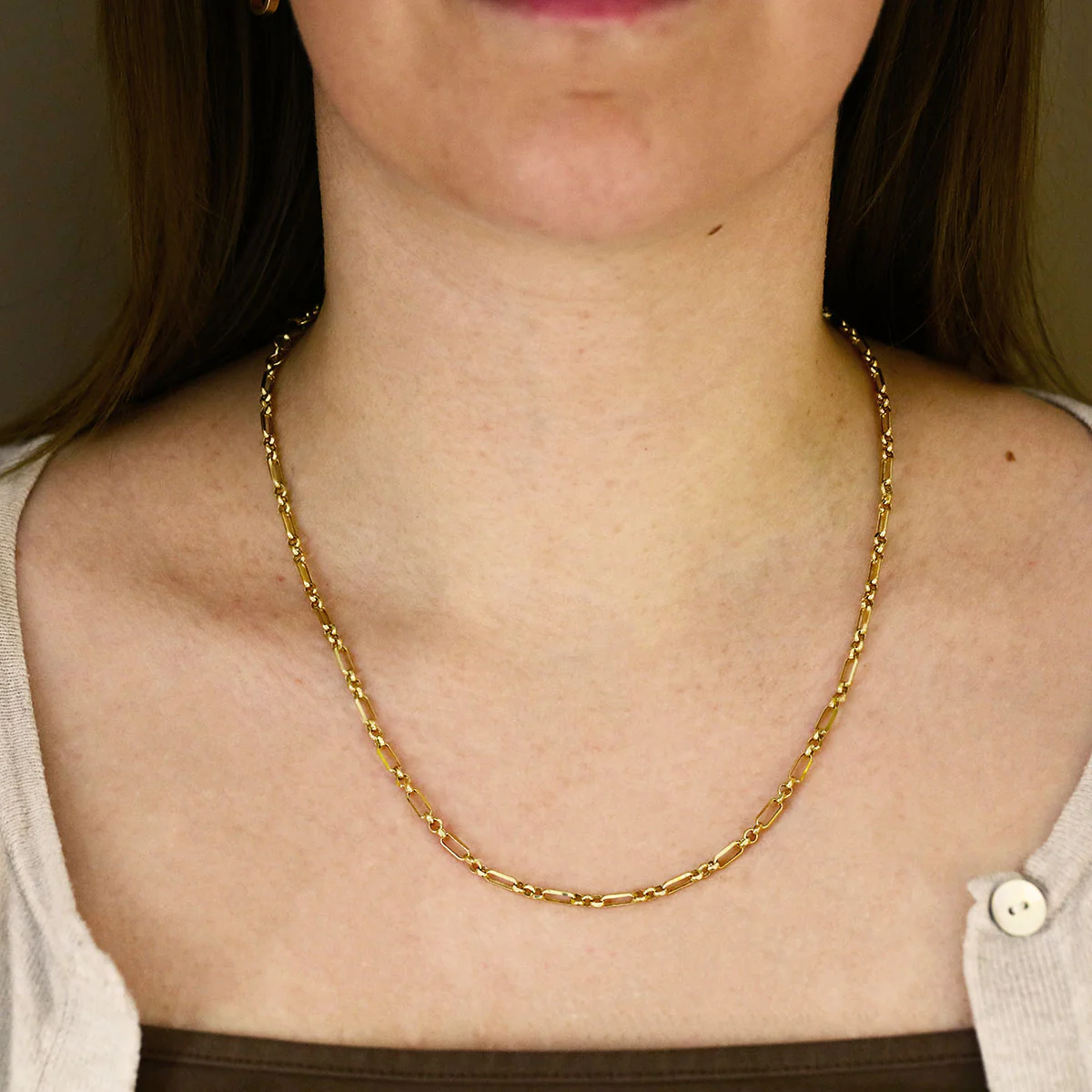 Soleil Collection 20" Diamond Cut Figaro Belcher Chain | 9K Yellow Gold - Image 4