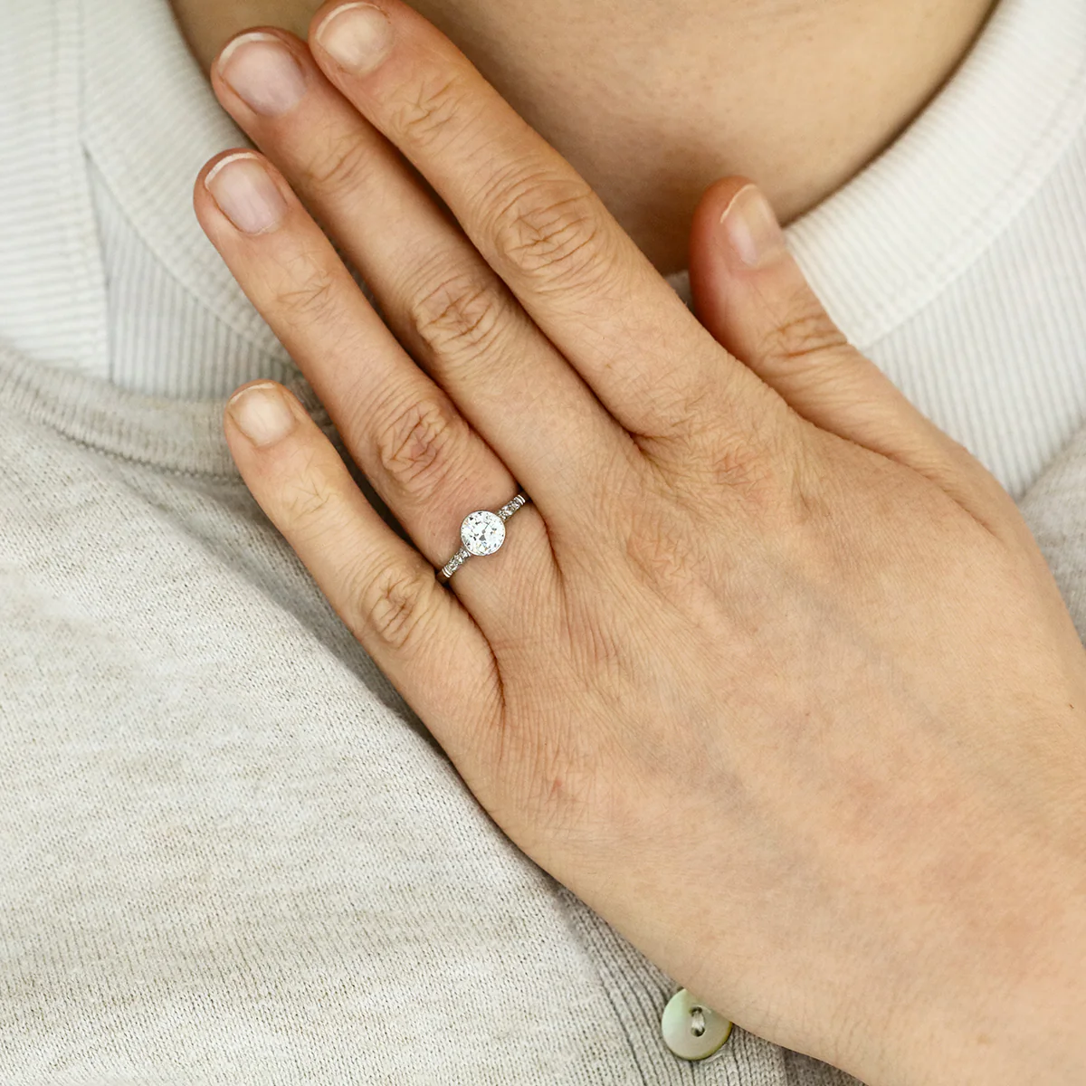 20th Century 1.05ct Old Cut Diamond Solitaire Ring | Pre-Loved | Platinum - Image 6