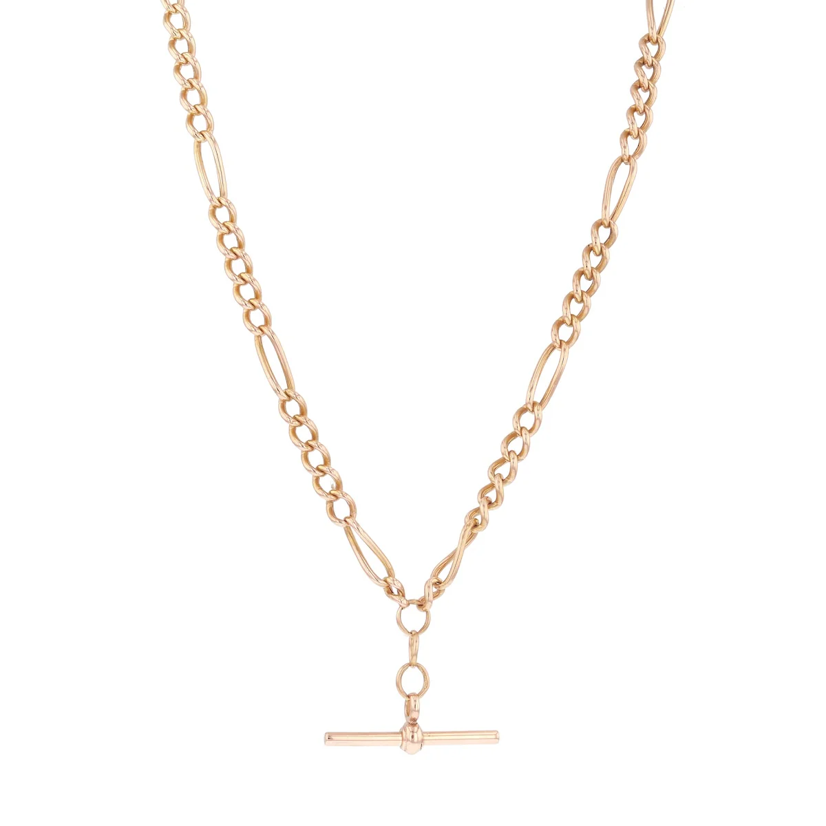22" Figaro and T-Bar Necklace (17.2g) | Pre-Loved | 9K Rose Gold
