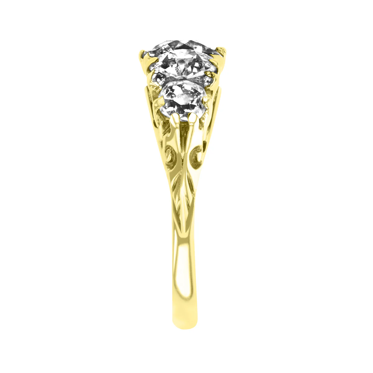 3.56ct Vintage 5 Stone Graduated Old Cut Diamond Ring | Pre-Loved | 18K Yellow Gold - Image 4