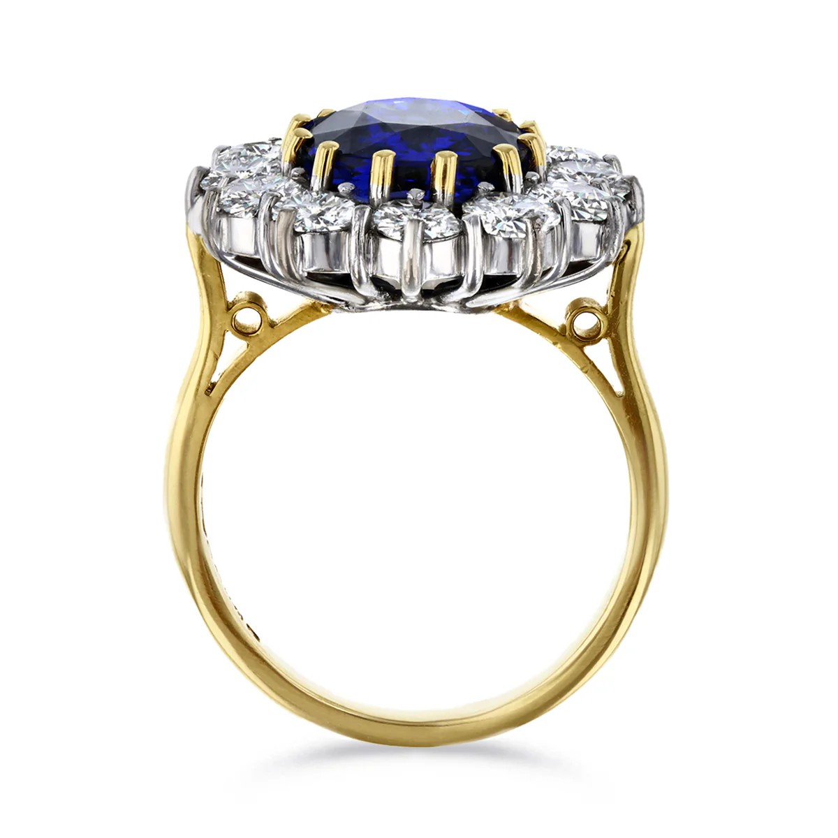 5.37ct Oval Sapphire & Diamond Cluster Ring | Pre-Loved | 18K Yellow Gold - Image 4