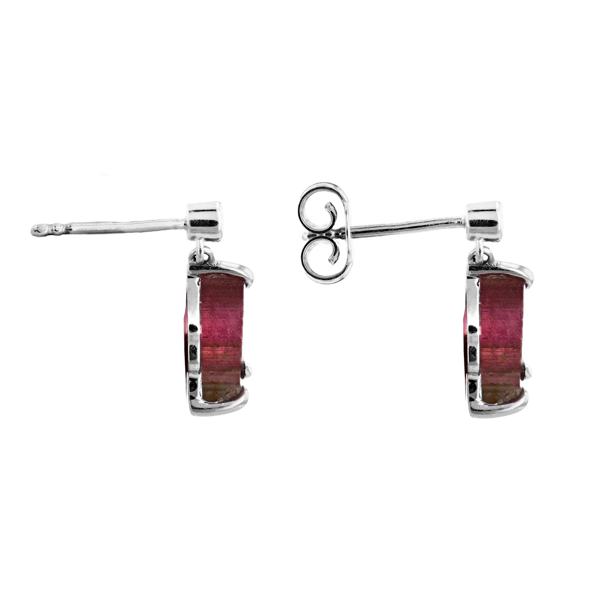 5.59ct Tourmaline Slice and Diamond Drop Earrings | 18k White Gold - Image 4