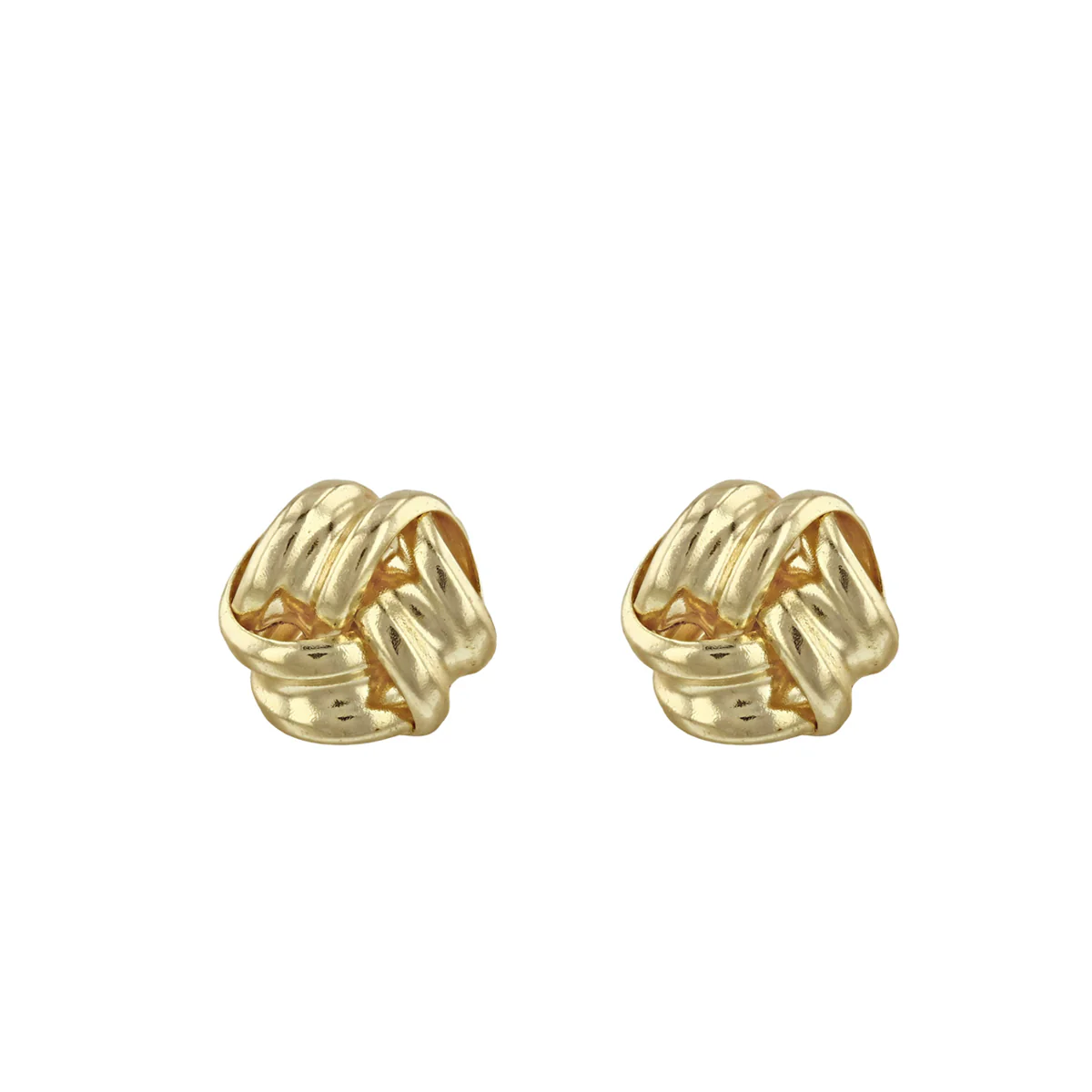 5mm Ribbon Knot Stud Earrings | 9K Solid Yellow Gold - Image 2