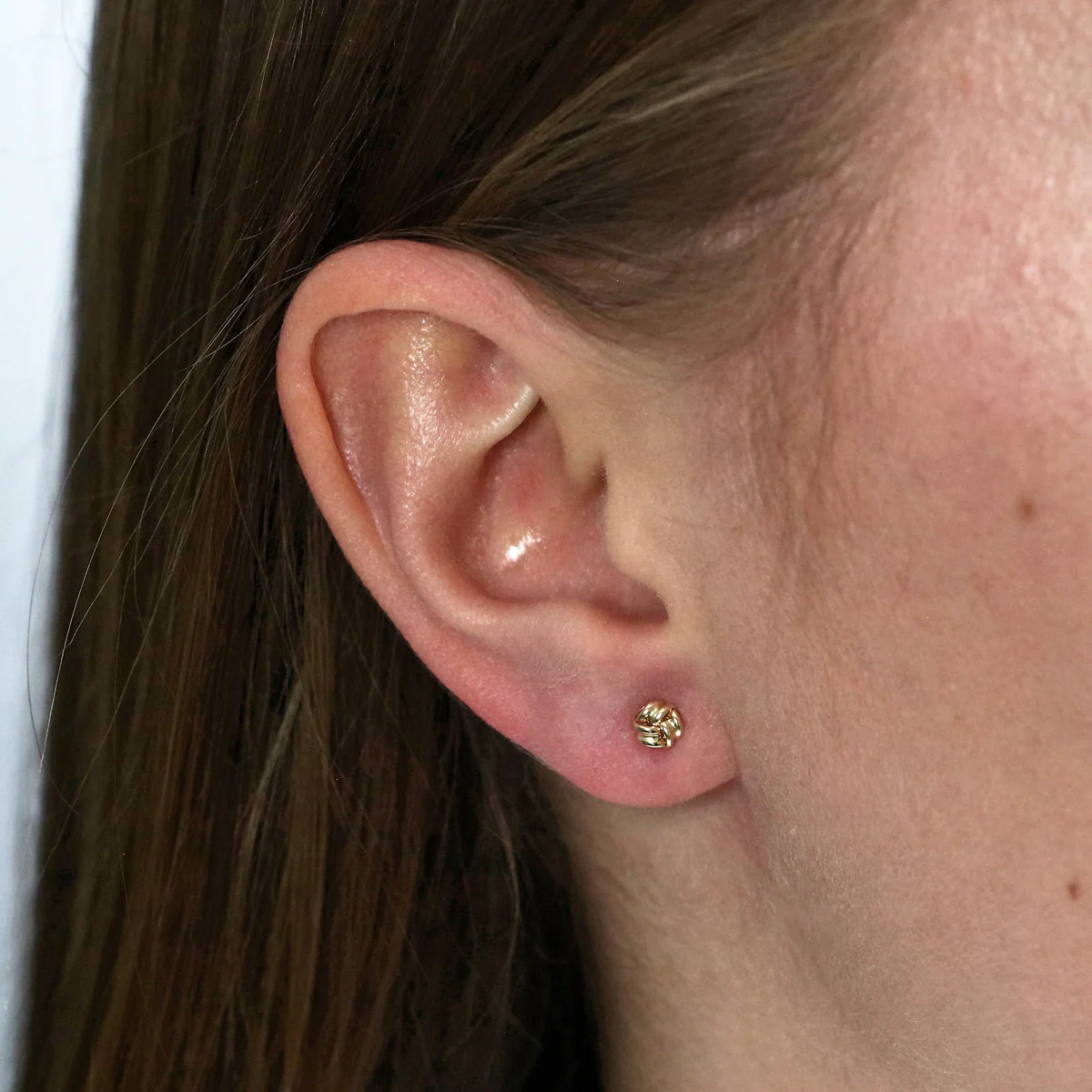 5mm Ribbon Knot Stud Earrings | 9K Solid Yellow Gold - Image 6