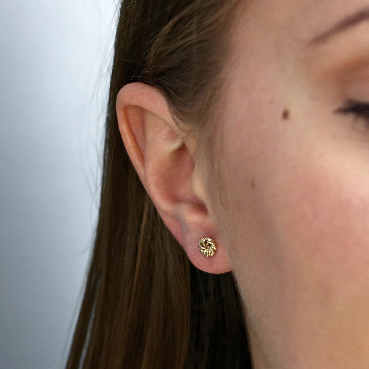 6mm Swirl Knot Stud Earrings | 9K Solid Yellow Gold - Image 5