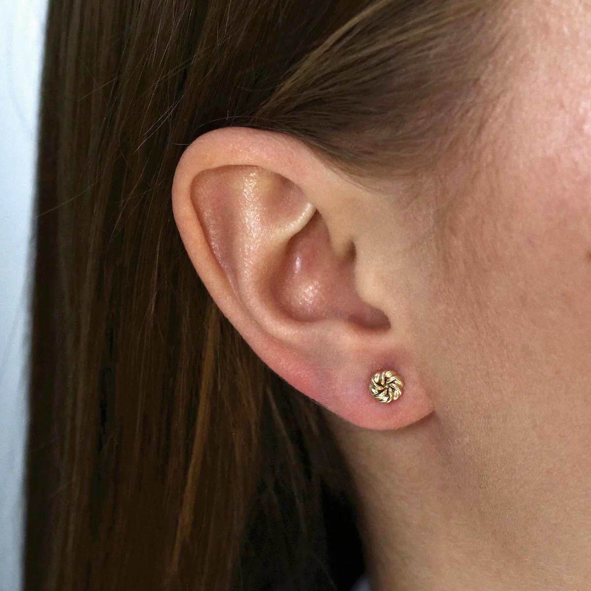 6mm Swirl Knot Stud Earrings | 9K Solid Yellow Gold - Image 6