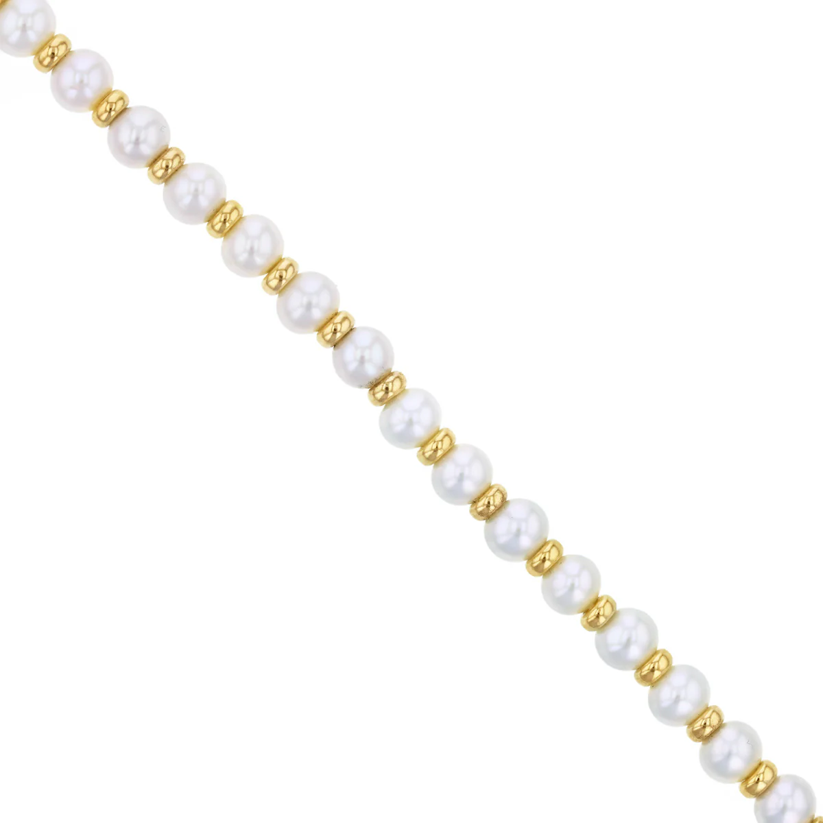 Pearlessence Collection 7.25" 6-6.5mm Cultured River Pearl and Gold Rondelles Bracelet | 9K Yellow Gold - Image 3