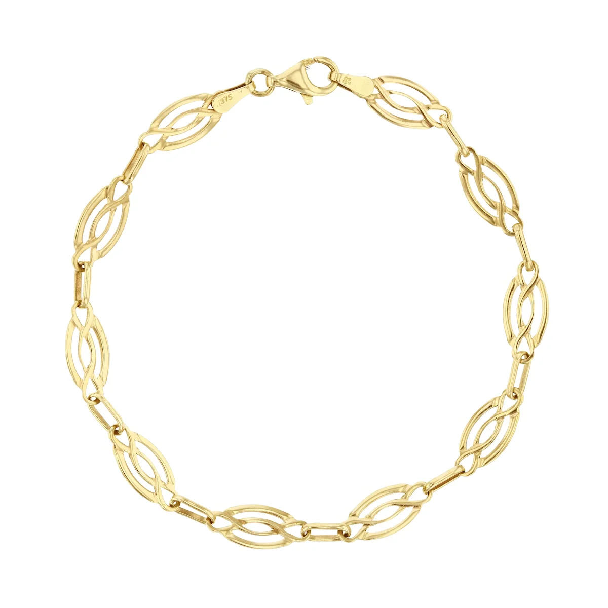 7" Intertwined Fancy Link Bracelet (2.7g) | Pre-Loved | 9K Yellow Gold