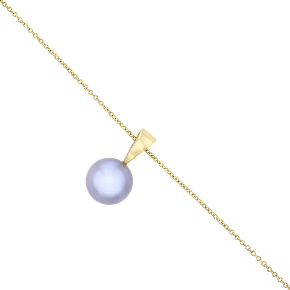 Pearlessence Collection 8-8.5mm Grey Round Cultured River Pearl 18" Pendant | 9K Yellow Gold - Image 3
