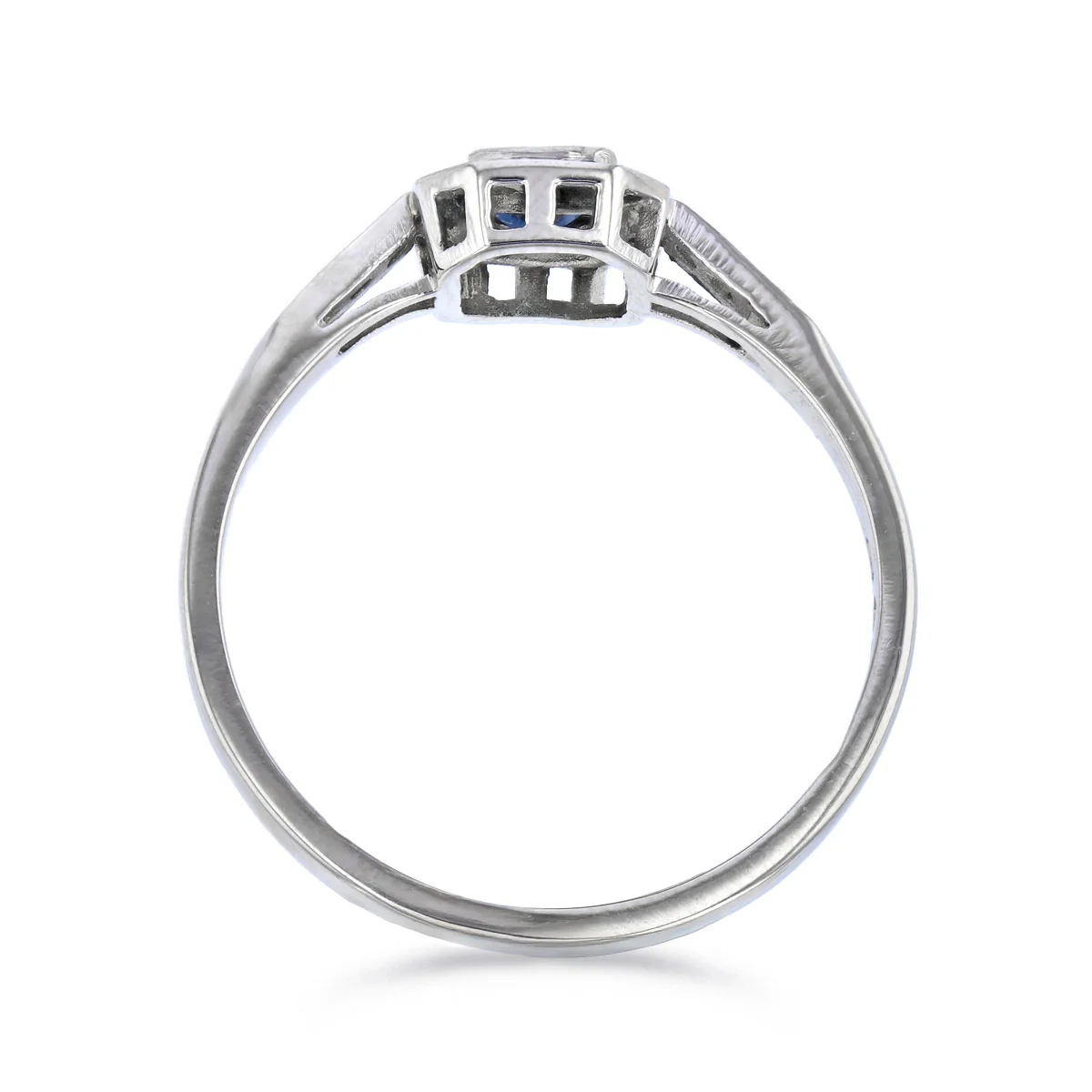 Art Deco Sapphire and 0.11ct Diamond Dress Ring | Pre-Loved | Platinum - Image 5
