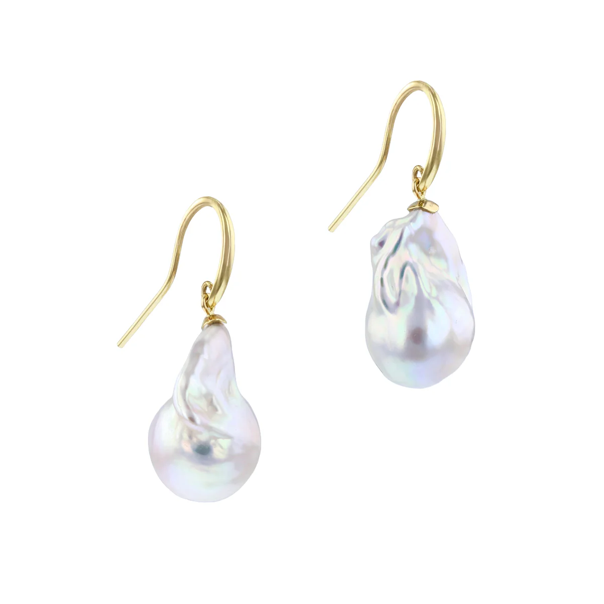 Pearlessence Collection Baroque Cultured Freshwater Pearl Drop Earrings | 9K Yellow Gold - Image 3