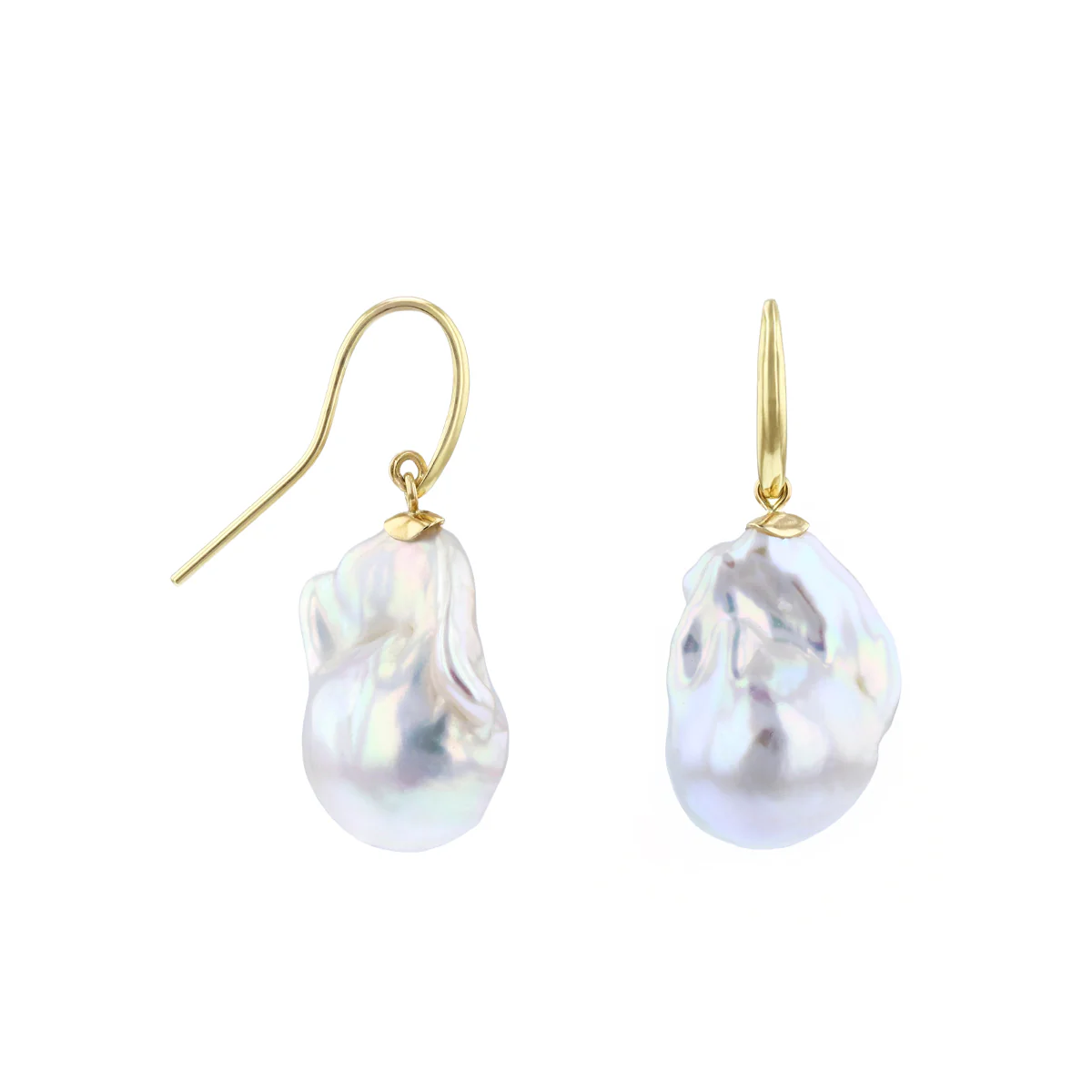 Pearlessence Collection Baroque Cultured Freshwater Pearl Drop Earrings | 9K Yellow Gold - Image 4
