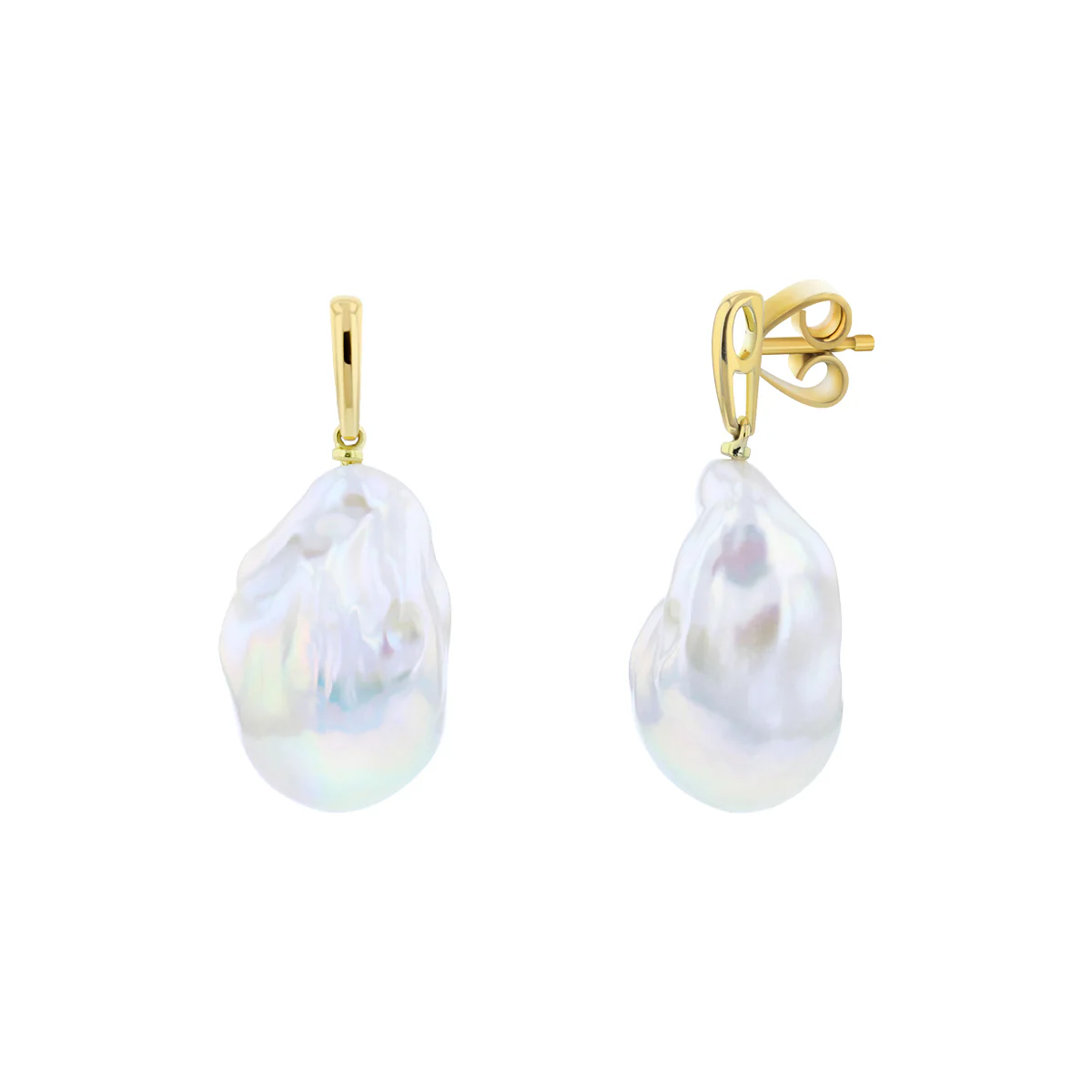 Baroque Pearl Drop Earrings | 18K Yellow Gold - Image 2