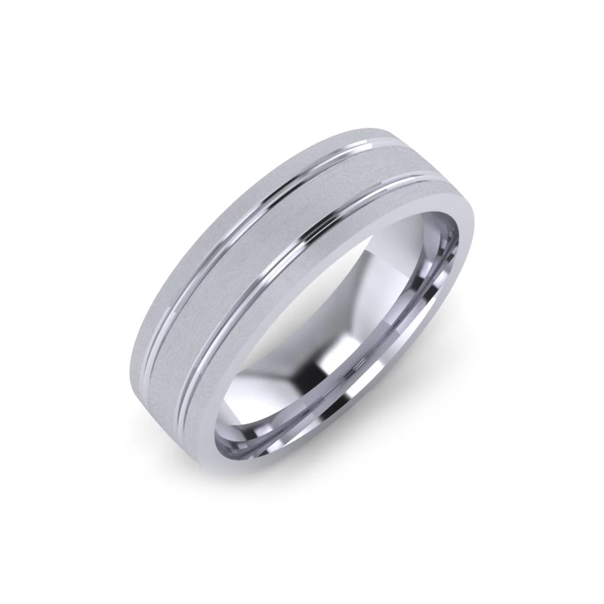 Berlin Channelled Mens Wedding Ring | 18K White Gold