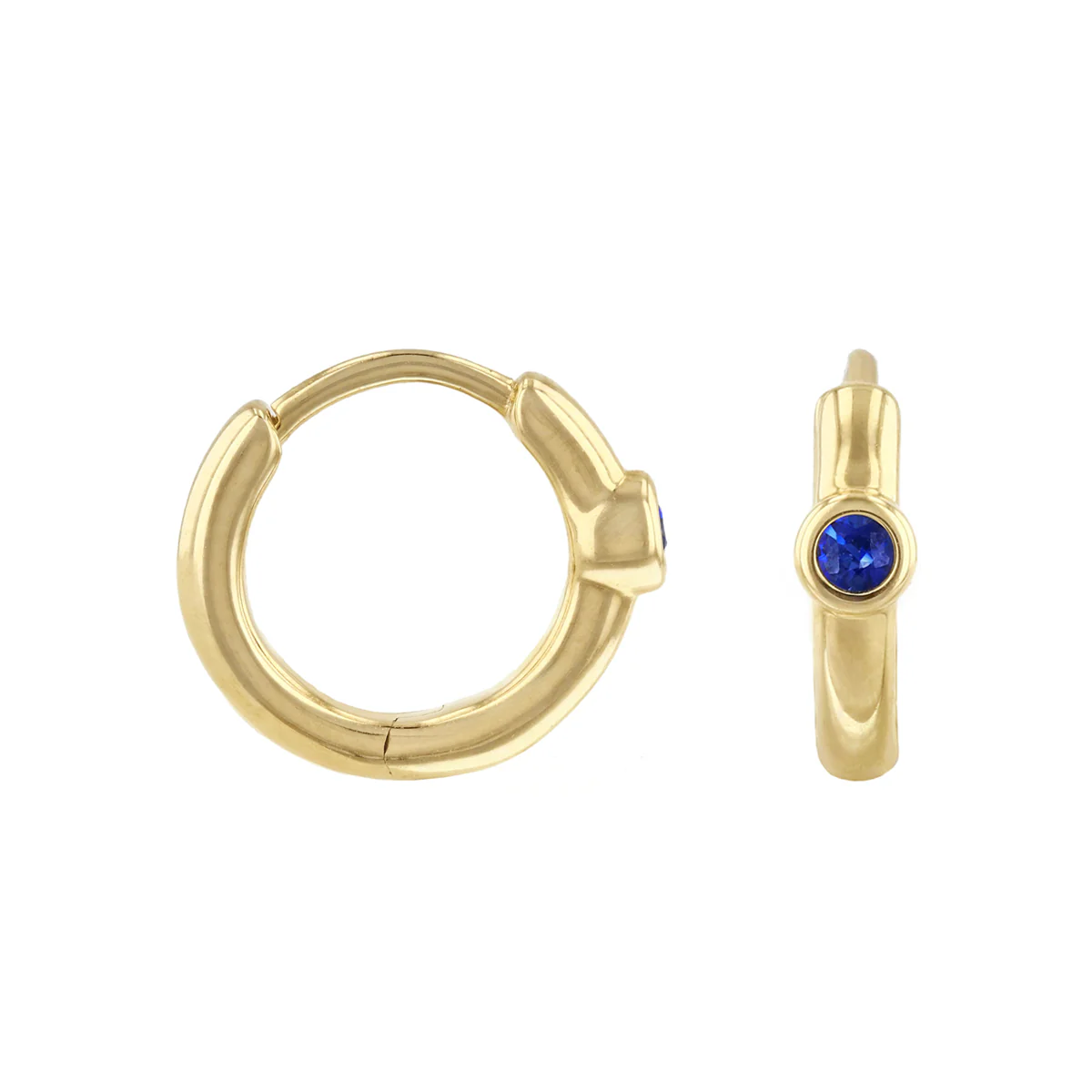 Birthstone Collection 10mm Sapphire Hoop Earrings | 9K Yellow gold - Image 4